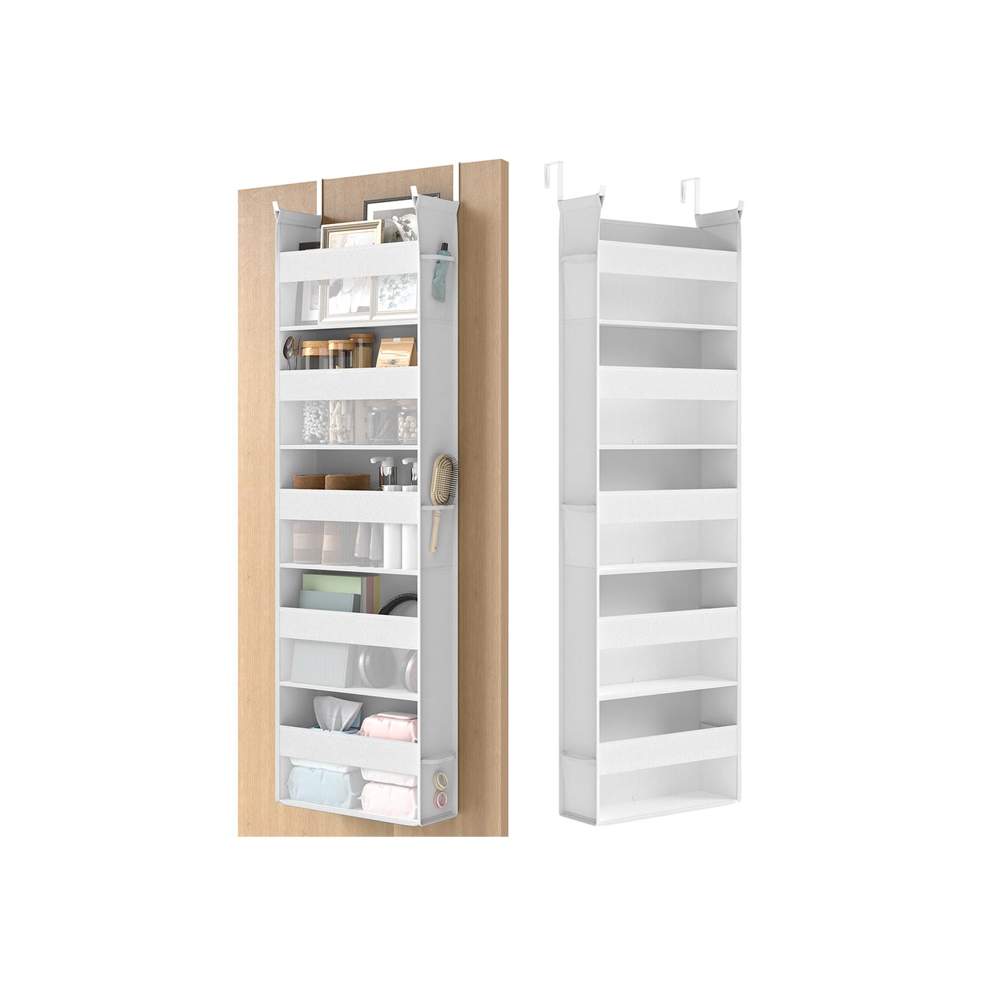 Door Organiser - ORAVAS Over-the-Door 5 Pocket Mesh Organiser - White - Indigo Home
