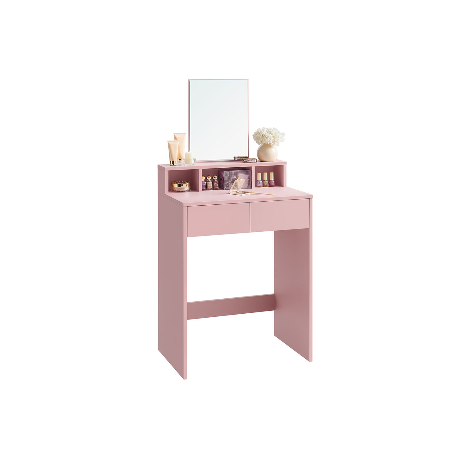 Dressing Table - SERVA Vanity with Large Mirror and 2 Drawer - Jelly Pink - Indigo Home