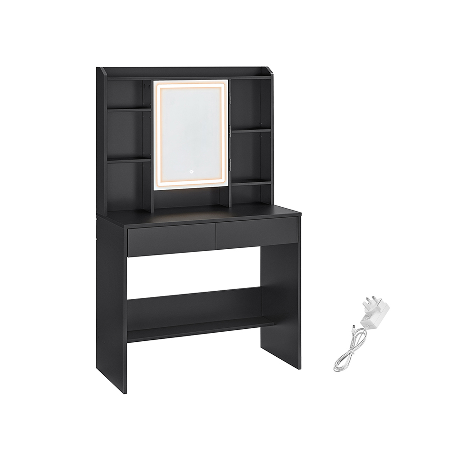 Dressing Table - SERVA LED Light Mirror Vanity Table - Black - Indigo Home