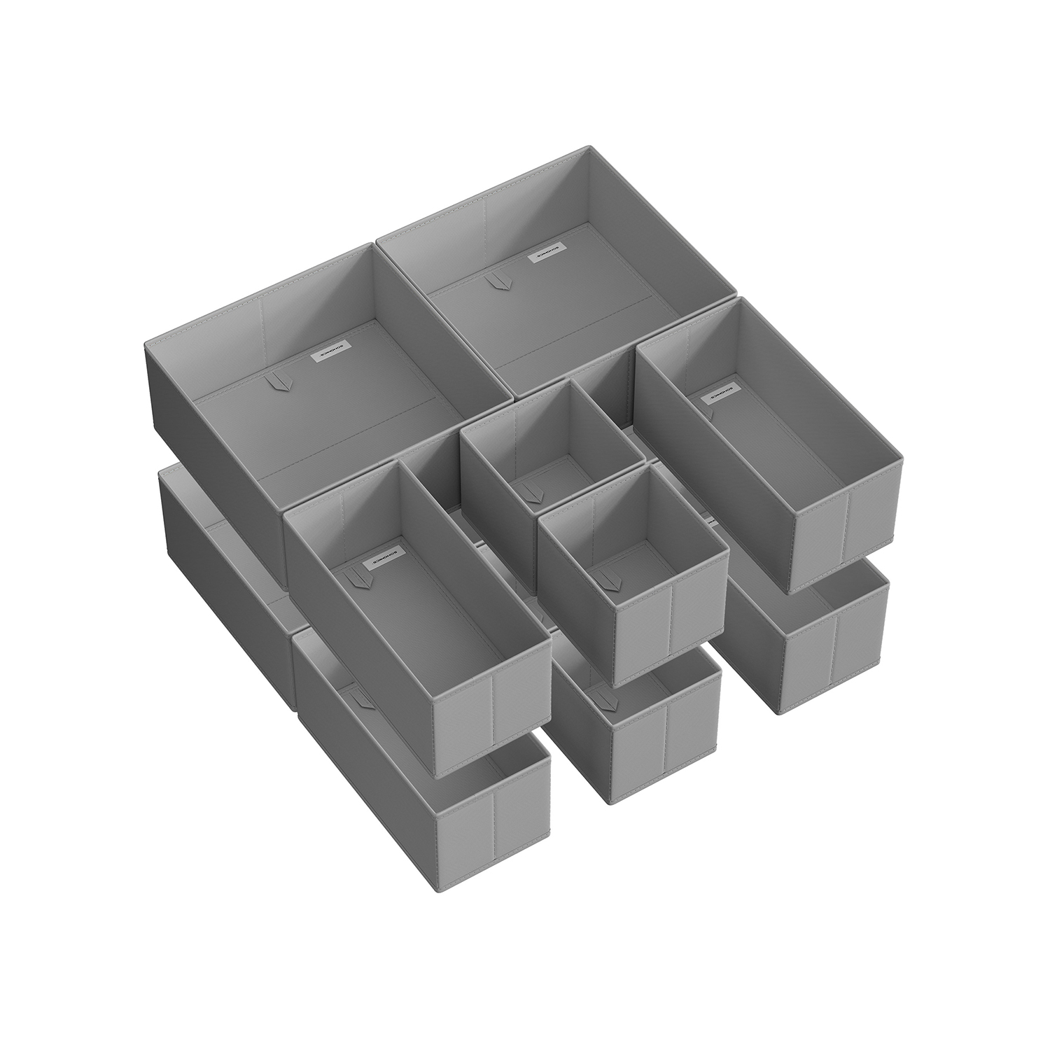 Drawer Organisers - AVOVA Foldable Fabric Set of 12 - Dove Grey - Indigo Home