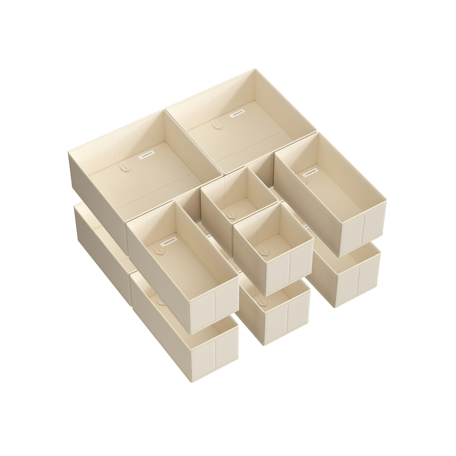 Drawer Organisers - AVOVA Foldable Fabric Set of 12 - Sand Beige - Indigo Home