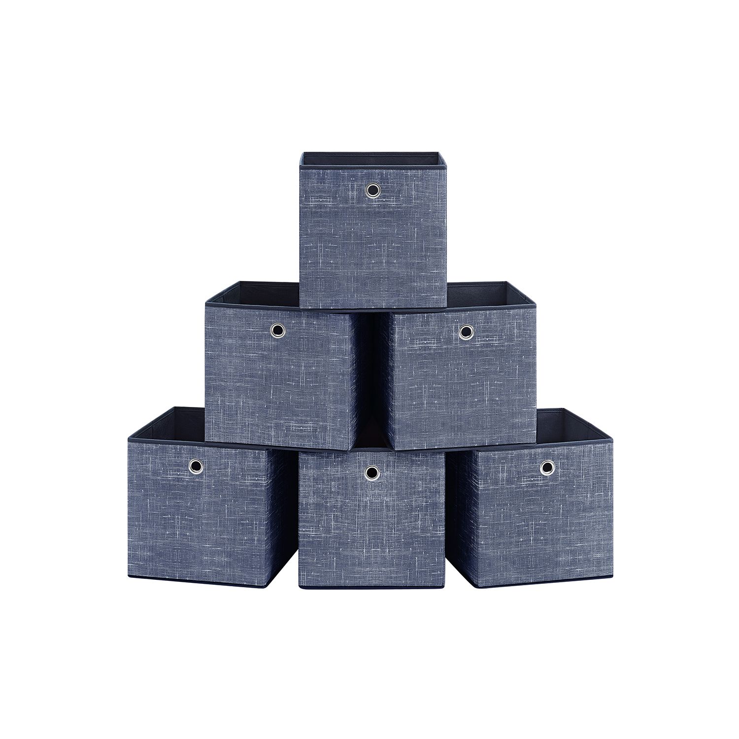 Set of 6 Non-Woven Fabric Box(30 x 30 x 30 cm) with Handle - Indigo Home