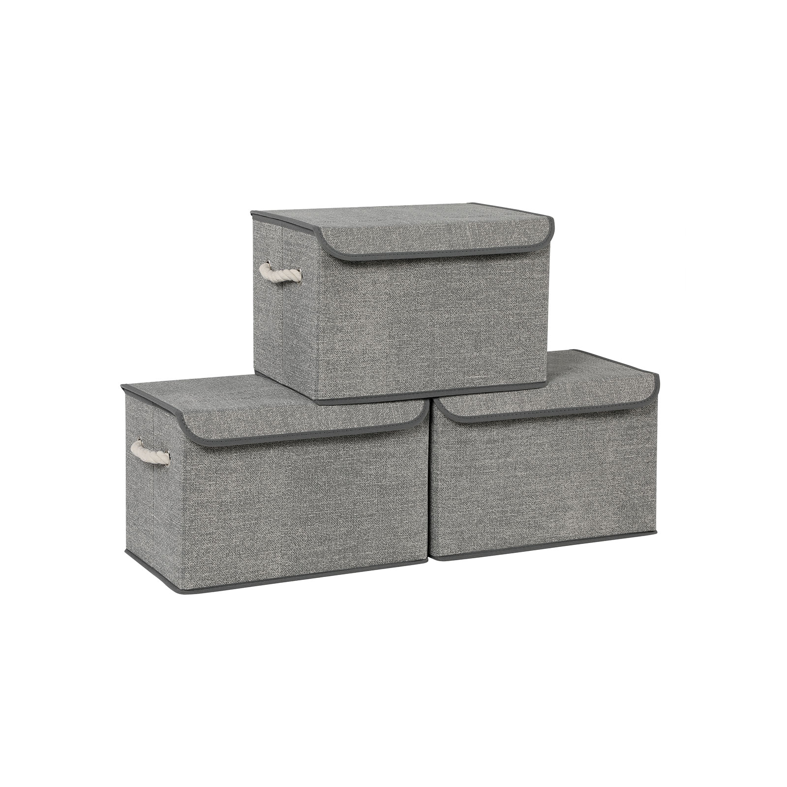 Set of 3 Fabric Storage Boxes with Lid - Indigo Home