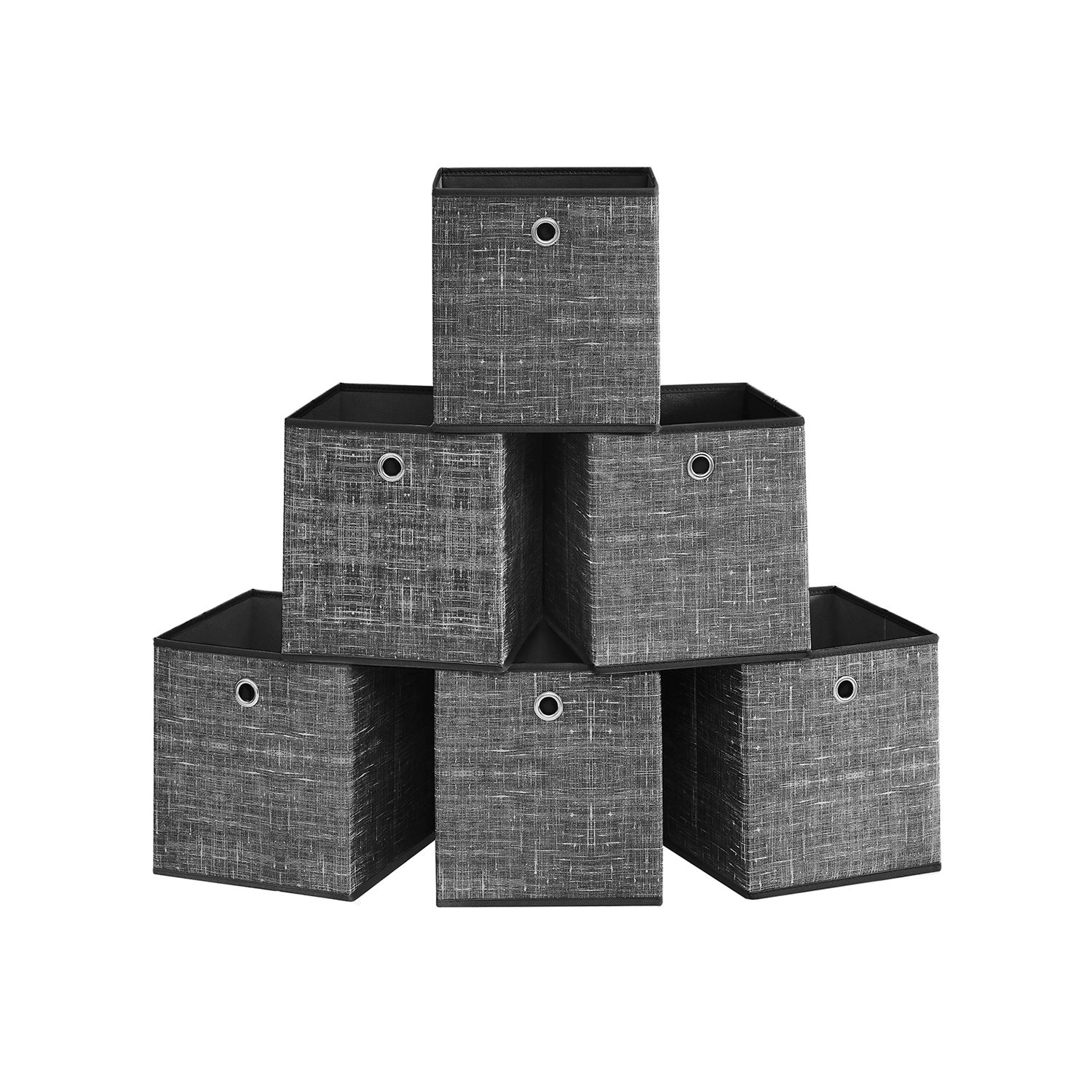 Set of 6 Storage Boxes Heathered Black - Indigo Home