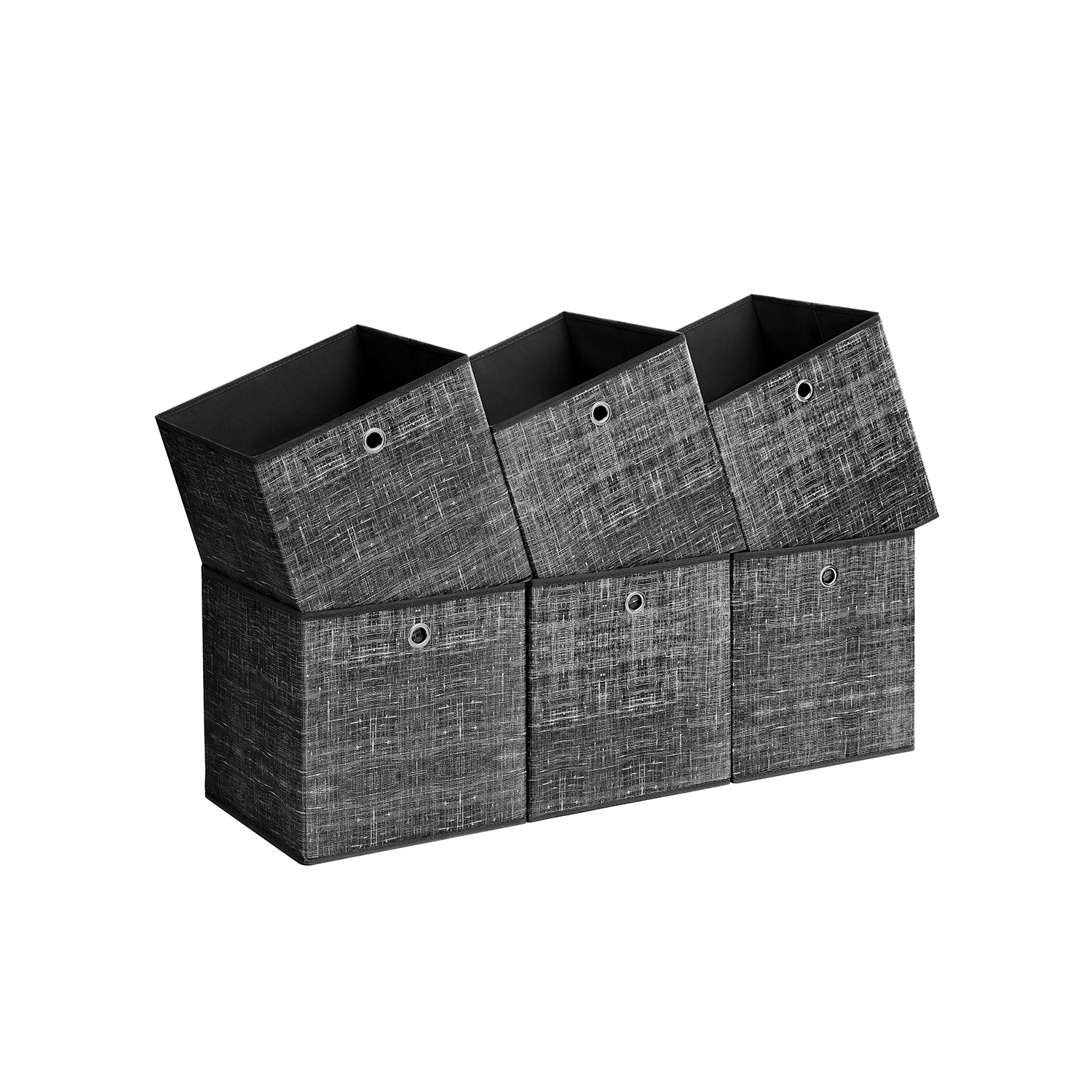 Set of 6 Storage Boxes Heathered Black - Indigo Home