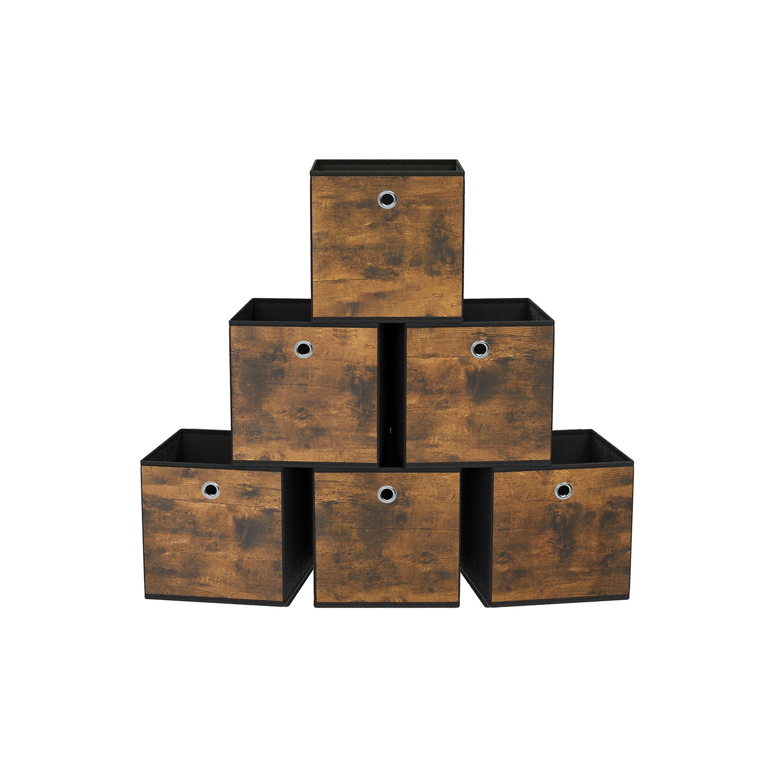 Set of 6 Foldable Storage Cubes with Handle 26 x 26 x 28 cm - Indigo Home