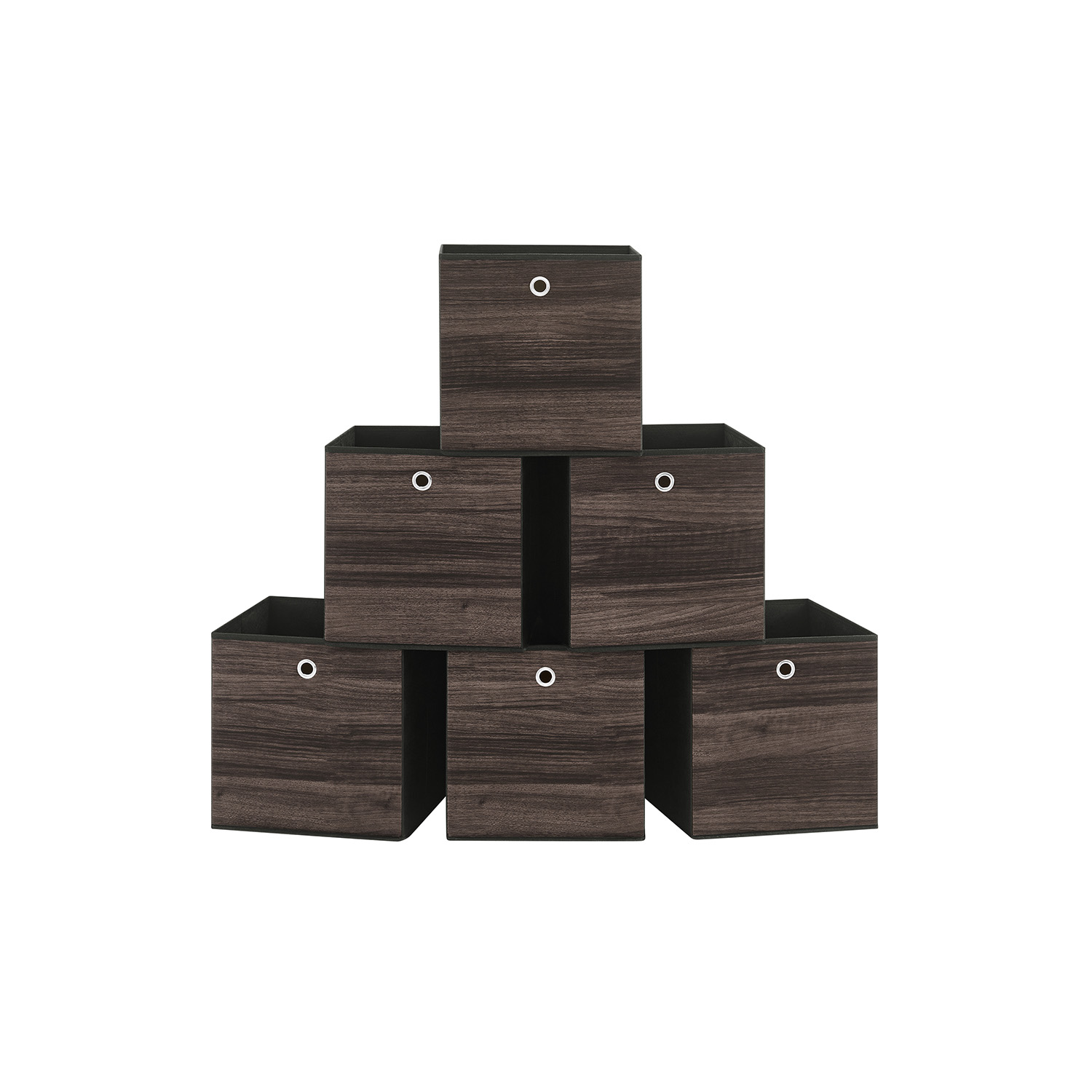 Storage Bins - VERNIA Foldable Storage Box Set of 6 with Handle - Chestnut Brown - Indigo Home