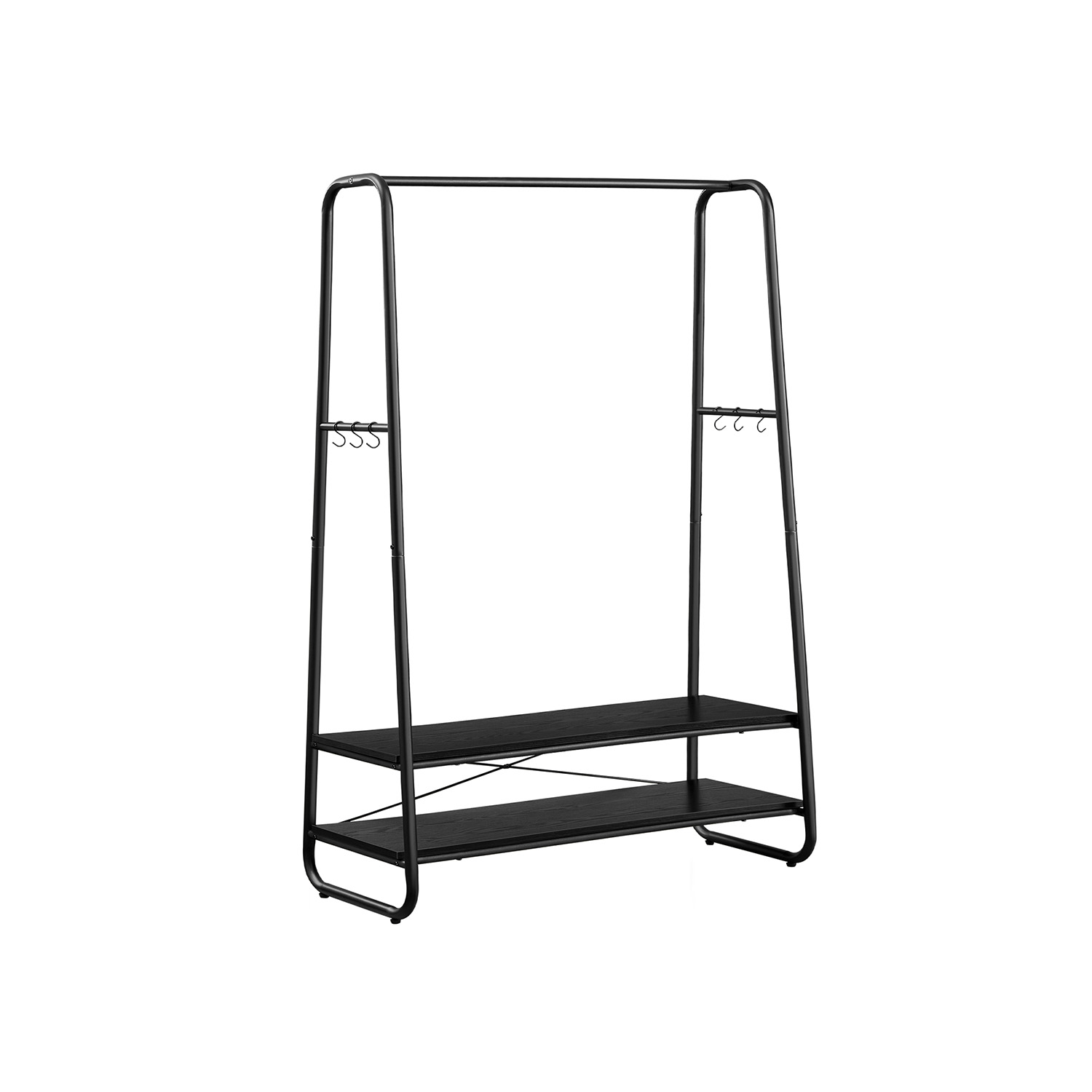 Clothes Rail - VIVRO Double Garment Rack with 2 Shelves - Matte Black - Indigo Home