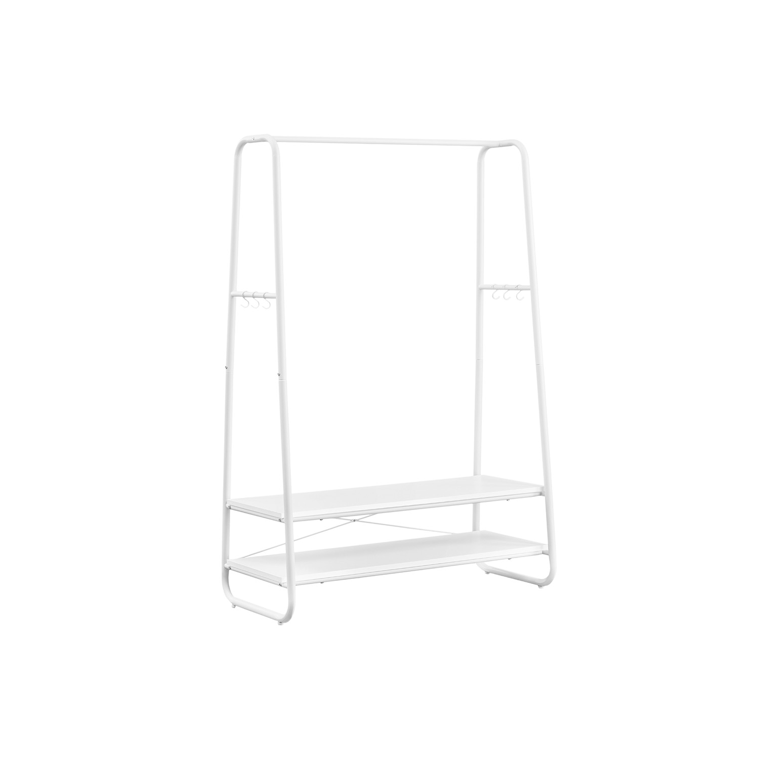 Clothes Rail - VIVRO Double Garment Rack with 2 Shelves - White - Indigo Home