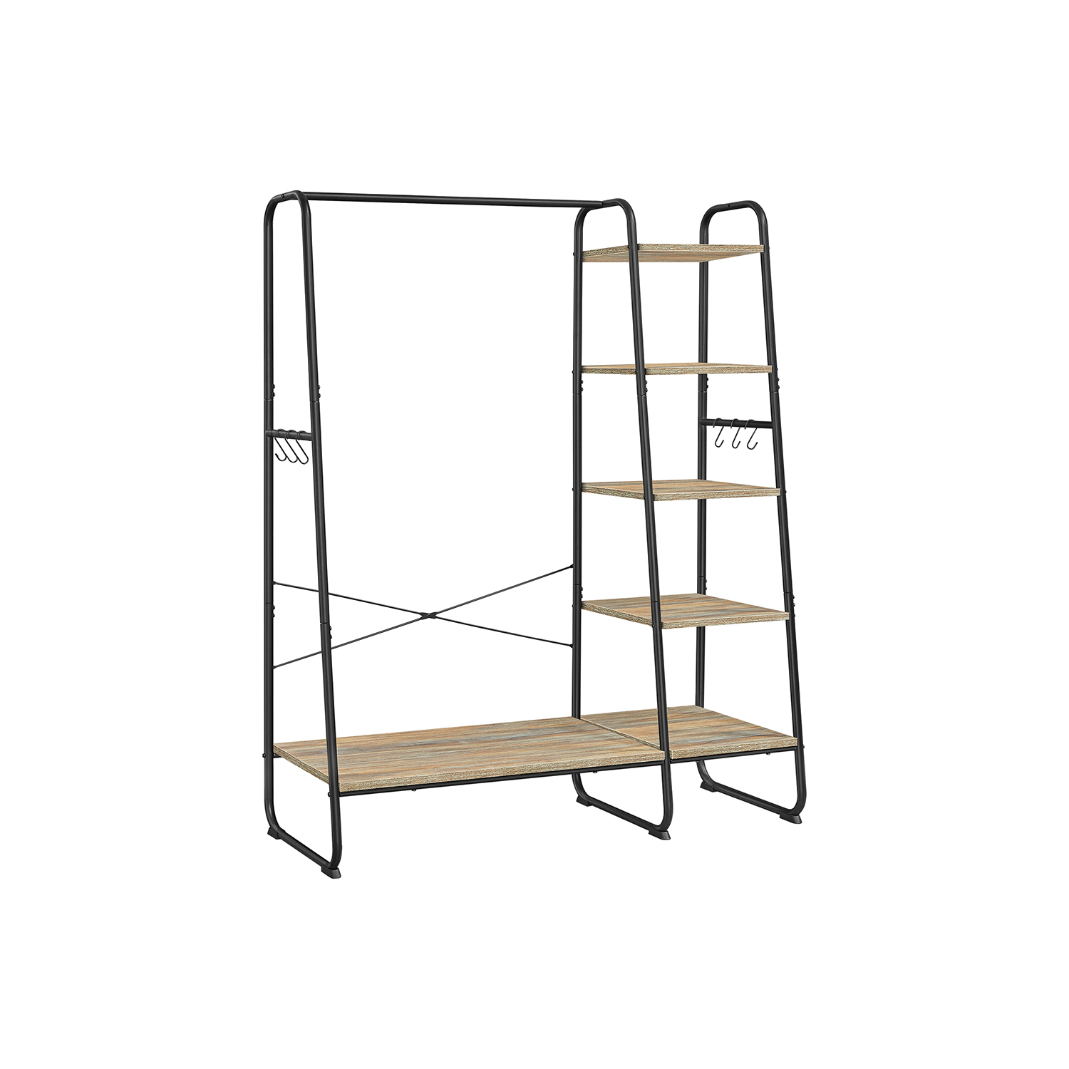 Clothes Rack - VIVRO Shoe Shelf Rail Clothes Rack - Turquoise Brown and Matte Black - Indigo Home