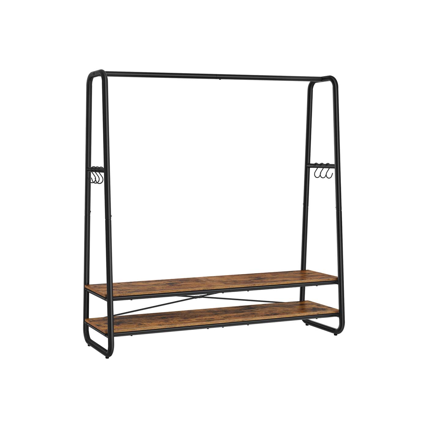Clothes Rail - VIVRO 2 Shelves Rustic Brown Black - Indigo Home