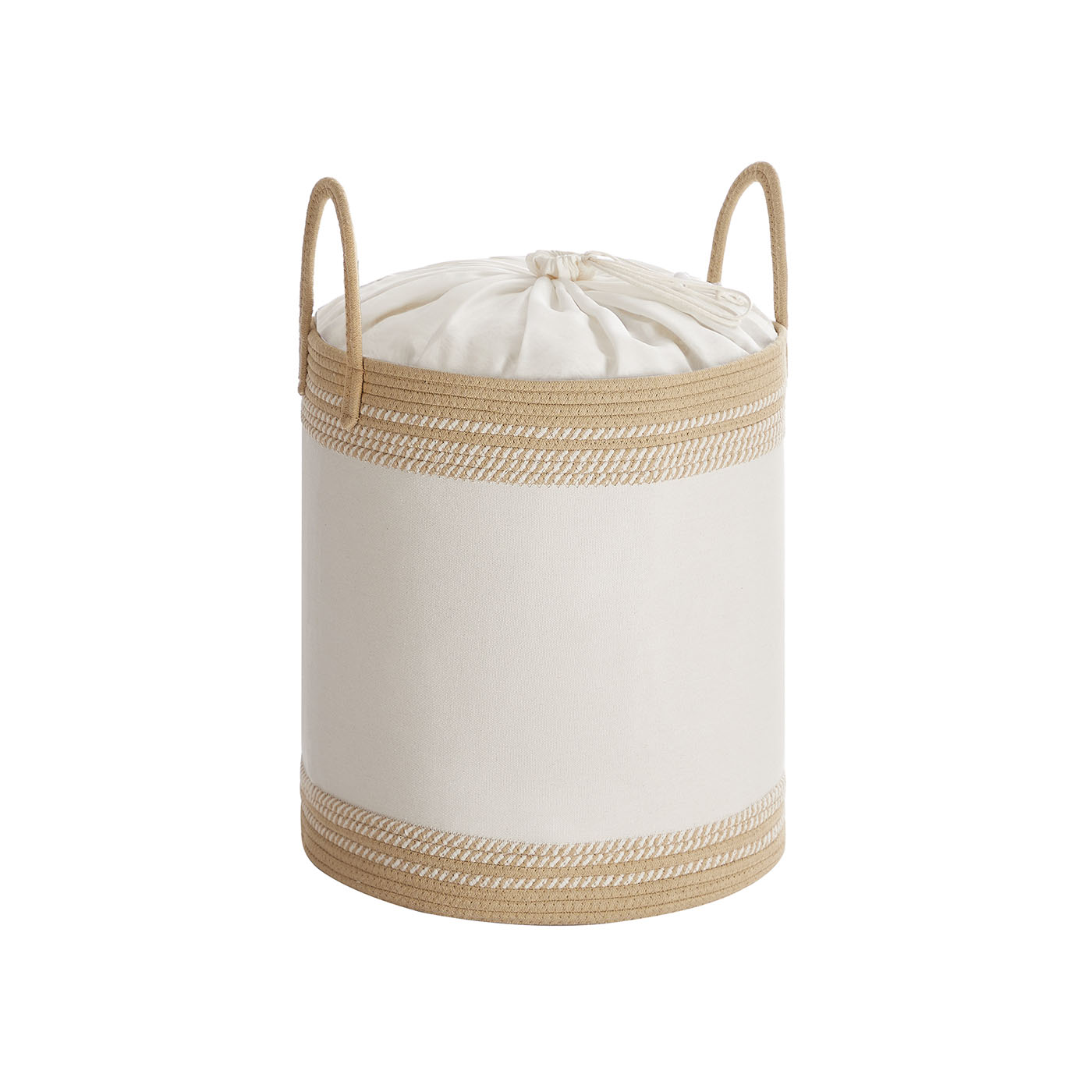 Laundry Hamper - GRAZA 60 L with Lid Handles Drawstring - Camel Brown - Indigo Home