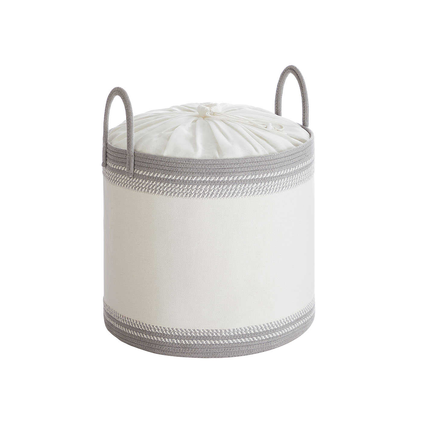 Laundry Hamper - GRAZA 90 L with Lid, Handles, Drawstring - Dove Grey - Indigo Home