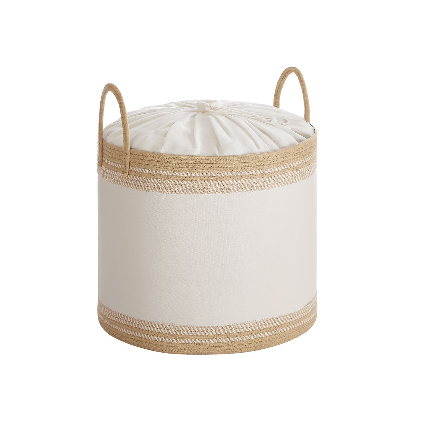 Laundry Hamper - GRAZA 90 L with Lid, Handles, Drawstring - Camel Brown - Indigo Home