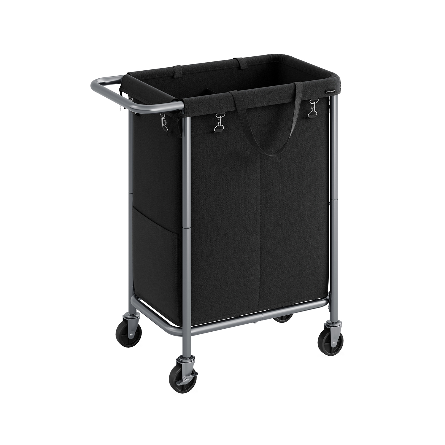 Laundry Basket - FINNOS 140L 2 Compartment on Wheel - Black - Indigo Home