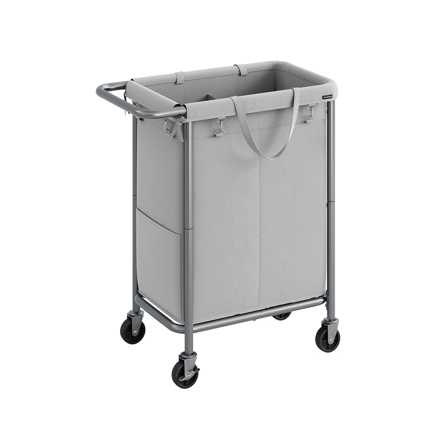Laundry Basket - FINNOS 140L 2 Compartment on Wheel - Dove Grey - Indigo Home