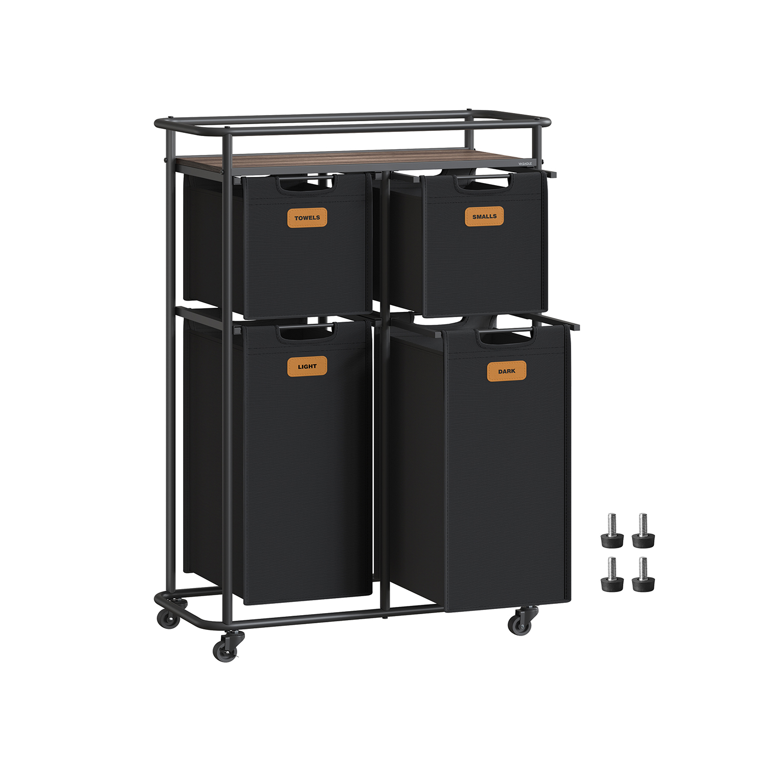 Laundry Hamper - VIVNA Rolling 150L Hamper - Black - Indigo Home