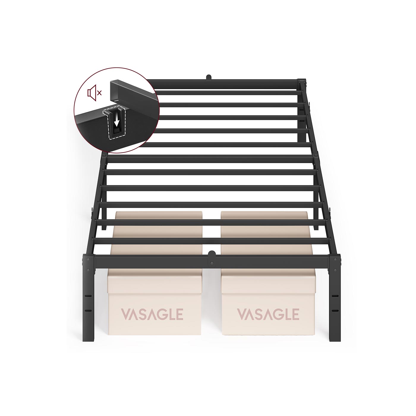 Bed Frame - FIOZA Metal Bed Frame 90 x 190 cm - Black - Indigo Home