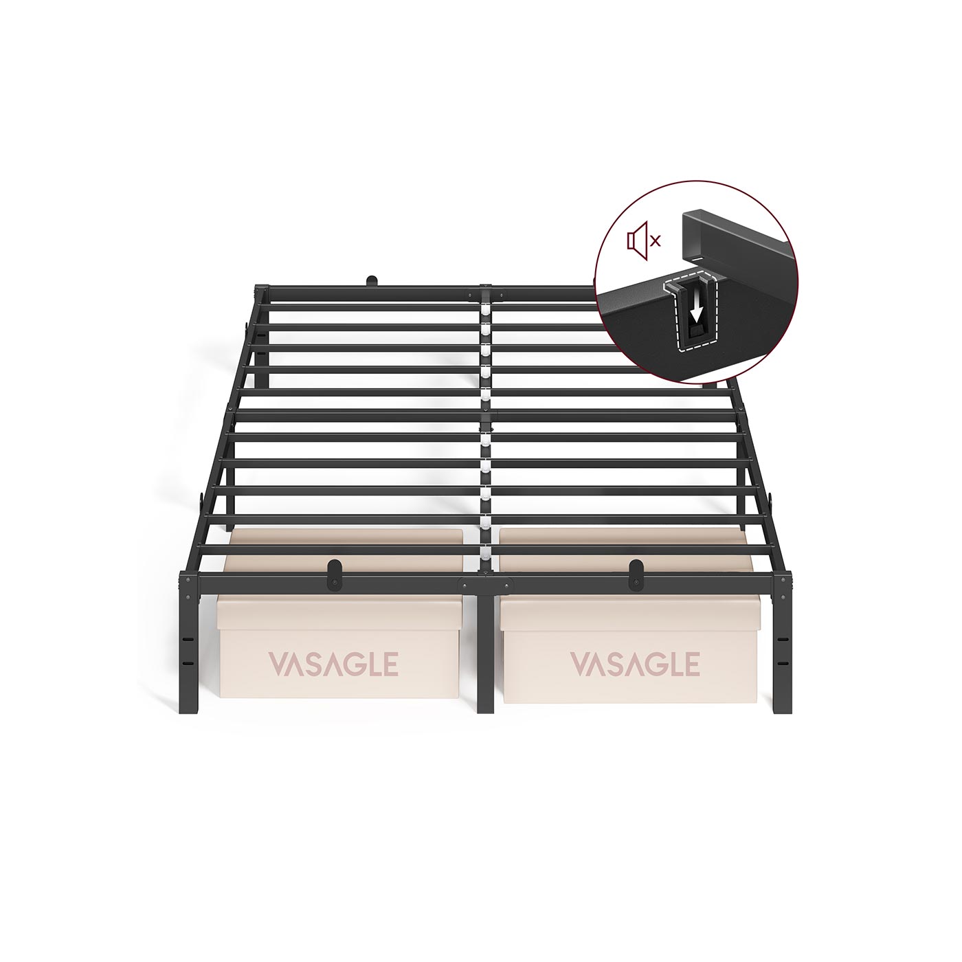 Bed Frame - FIOZA Double Metal Bed Frame 135 x 190 cm - Black - Indigo Home