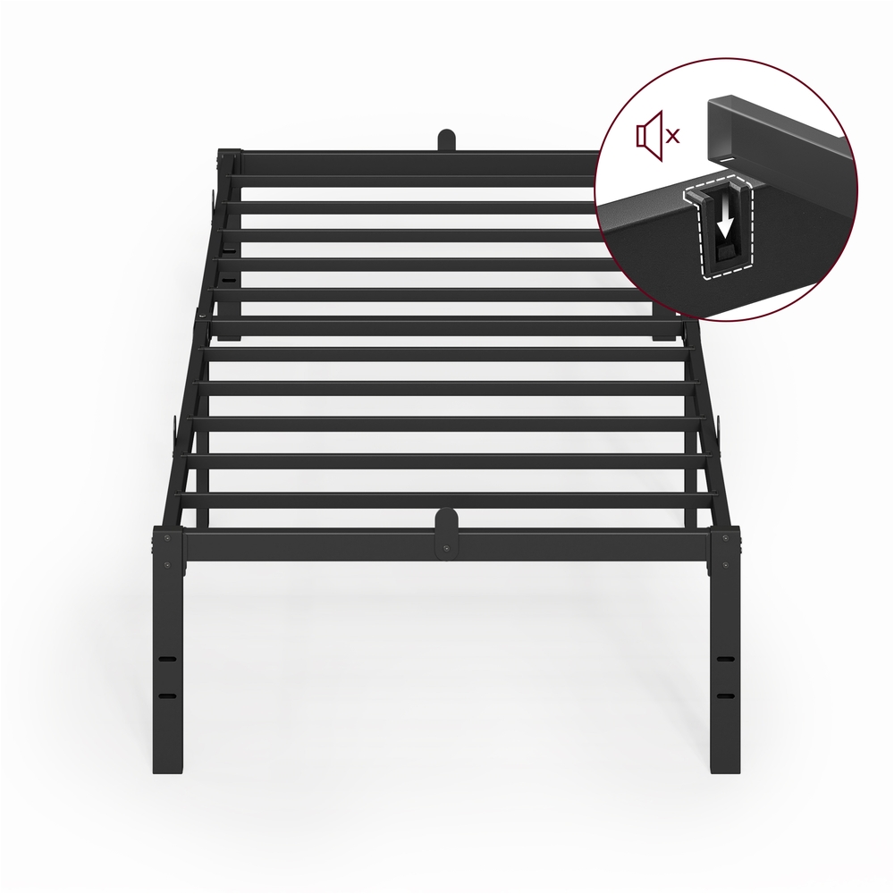 STFIFY Single Metal Bed Frame with Under Bed Storage - Ink Black - Indigo Home