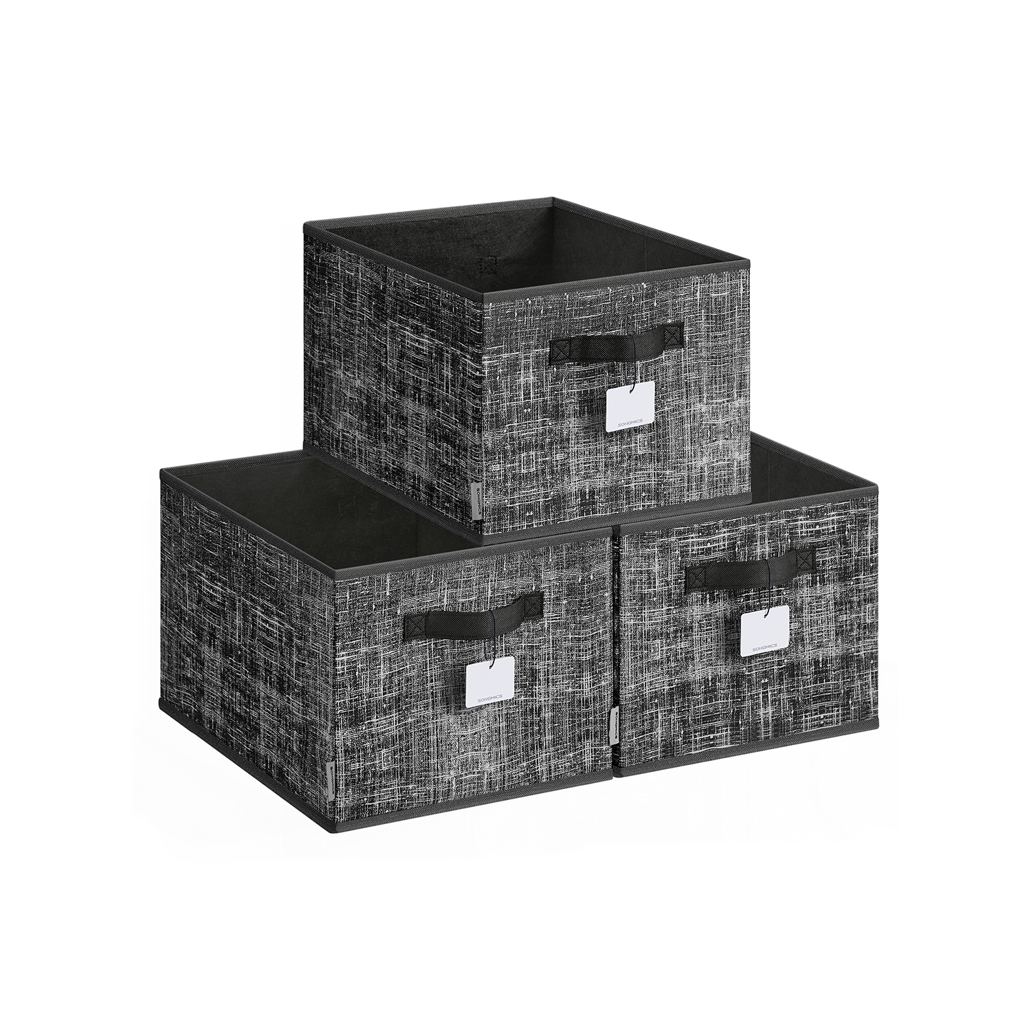 Storage Boxes - MONRO Collapsible Storage Boxes Set of 3 - Black - Indigo Home