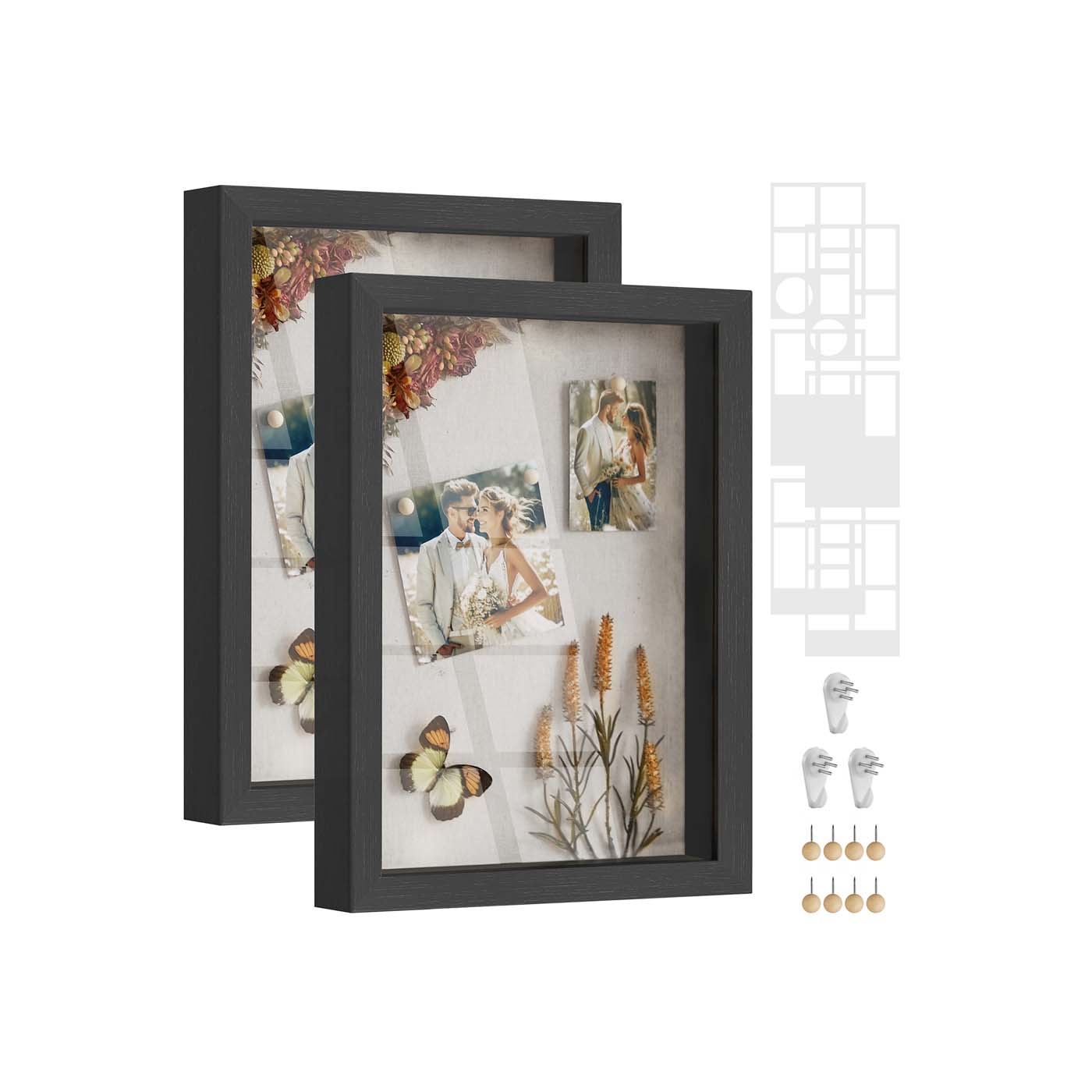 RAVENSHOLLOW Picture Frame with 6 Mats - Black - Indigo Home