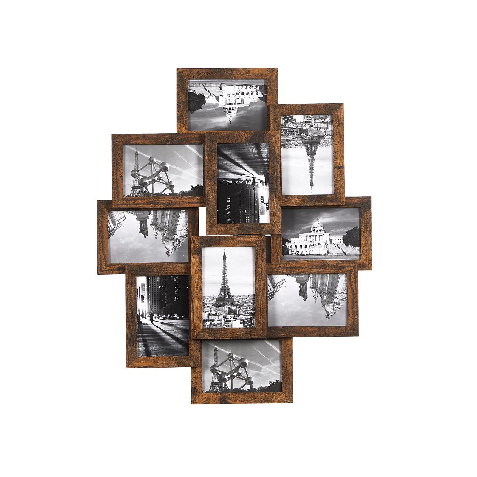 Picture Frame - VERRAH Collage 10 Frames 4x6 Photo Rustic Brown - Indigo Home
