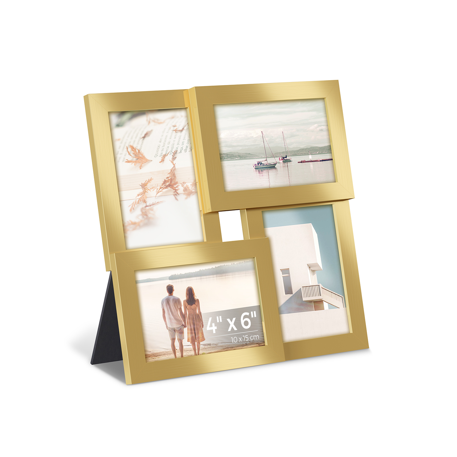 Picture Frame - VERRAH 4-Window Collage Photo Frame - Pale Gold - Indigo Home