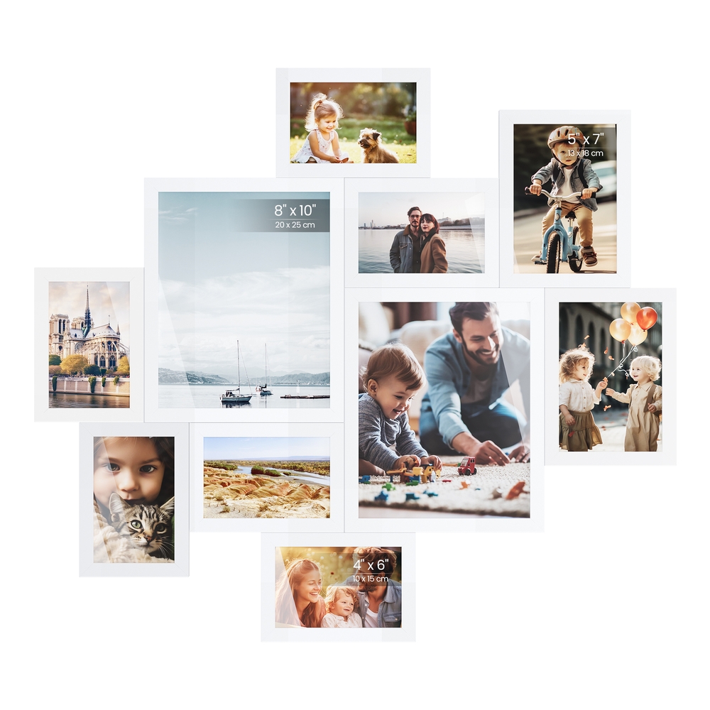 STXYNI Set of 10 Collage Photo Frames - White - Indigo Home