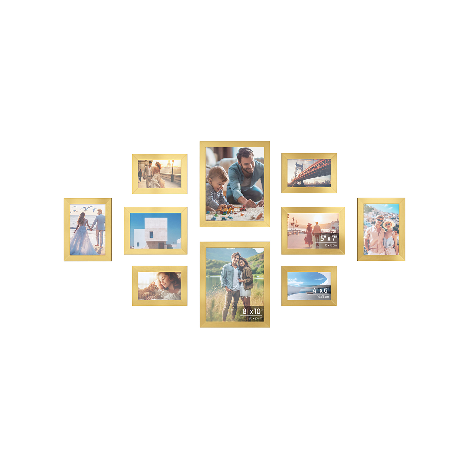 Picture Frames - ARCTA Set of 10 Pale Gold - Indigo Home