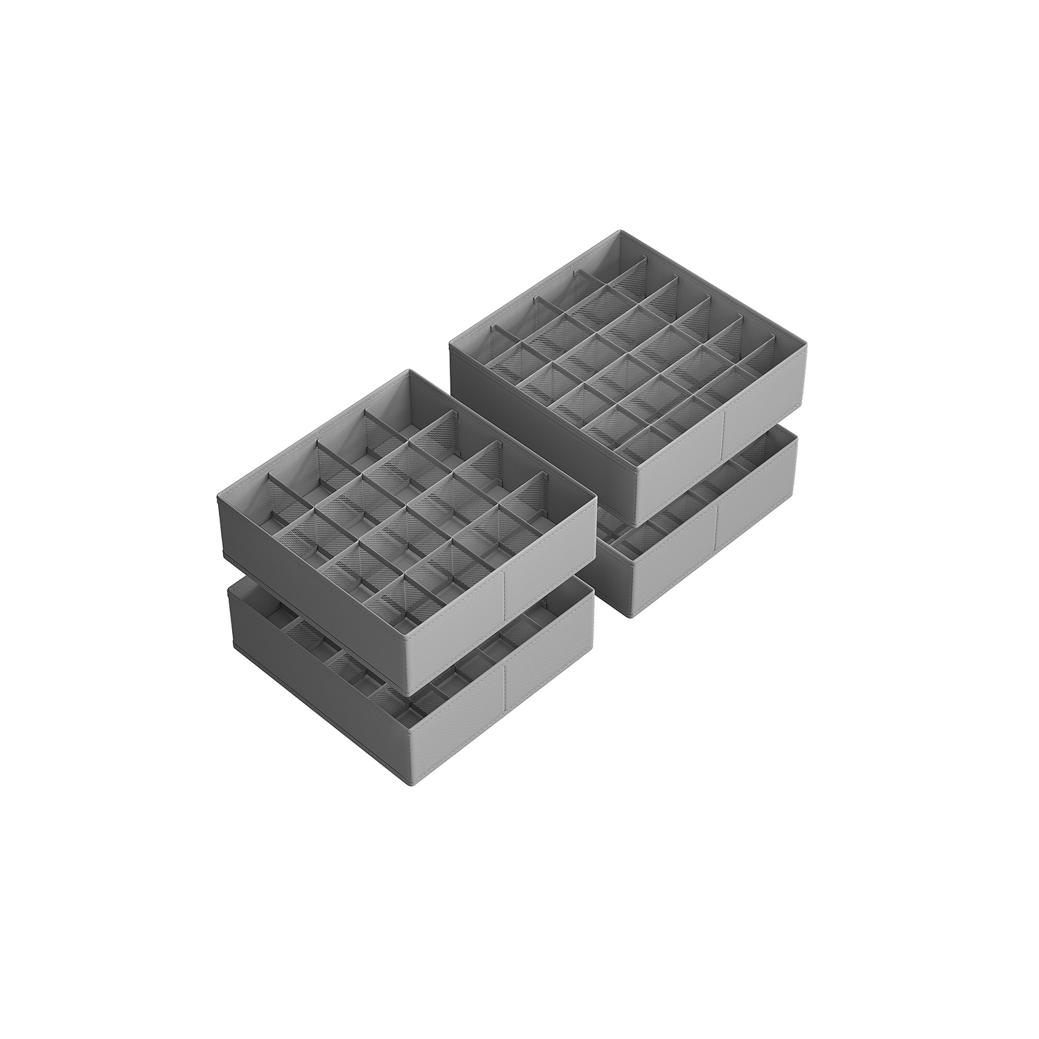 Drawer Organisers - VELON Set of 4 with 80 Compartments - Dove Grey - Indigo Home