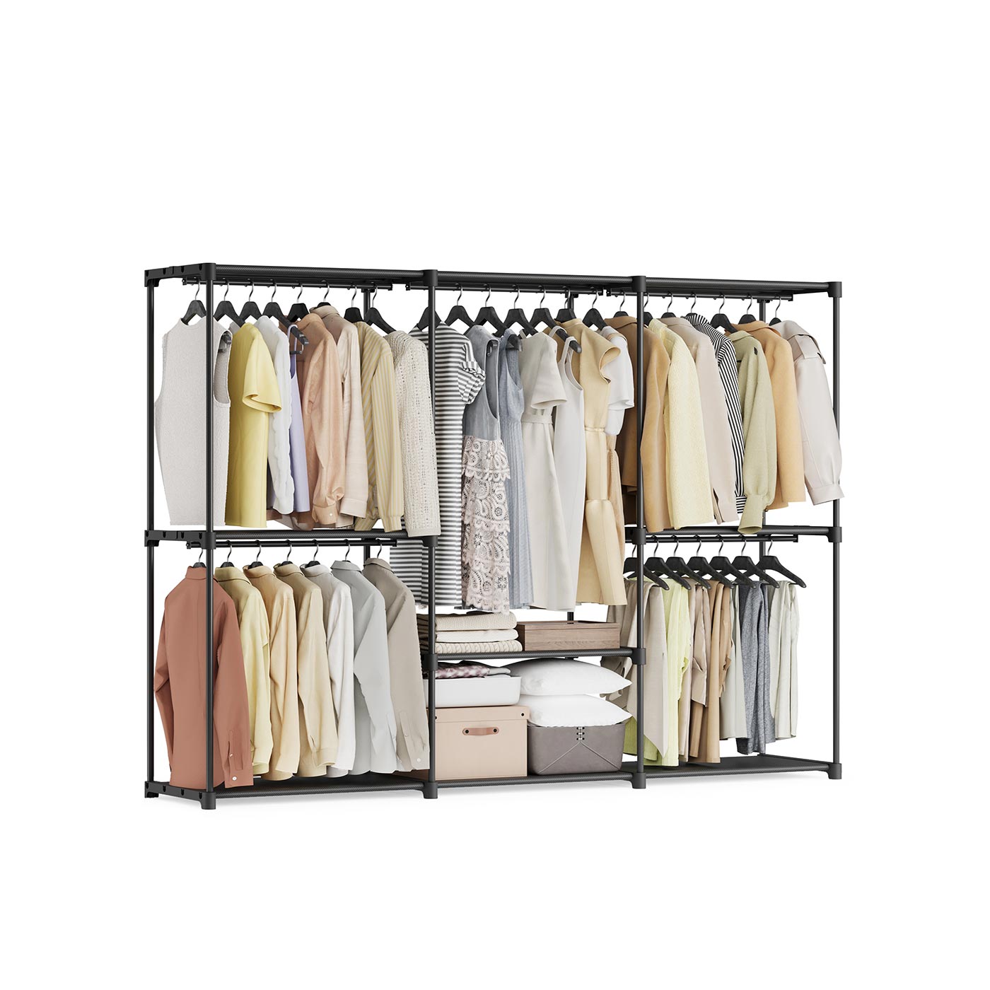 Clothes Wardrobe - LUMNZA Portable Closet 205 x 43 x 166 cm - Black - Indigo Home