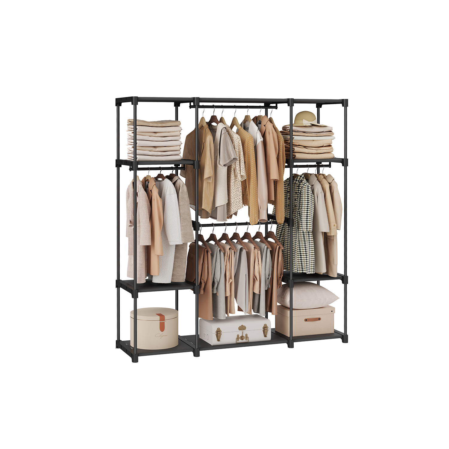 Portable Wardrobe - LUMNZA Portable Closet with Compartment - Black - Indigo Home