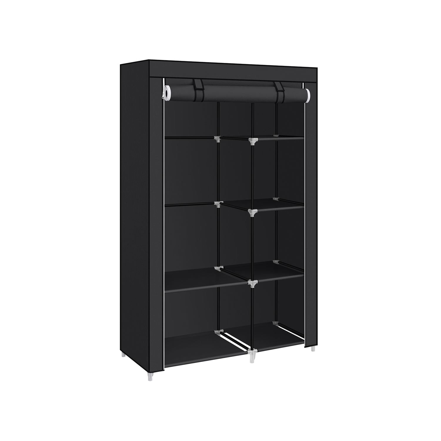 Black Portable Wardrobe with Fabric Cover - Indigo Home