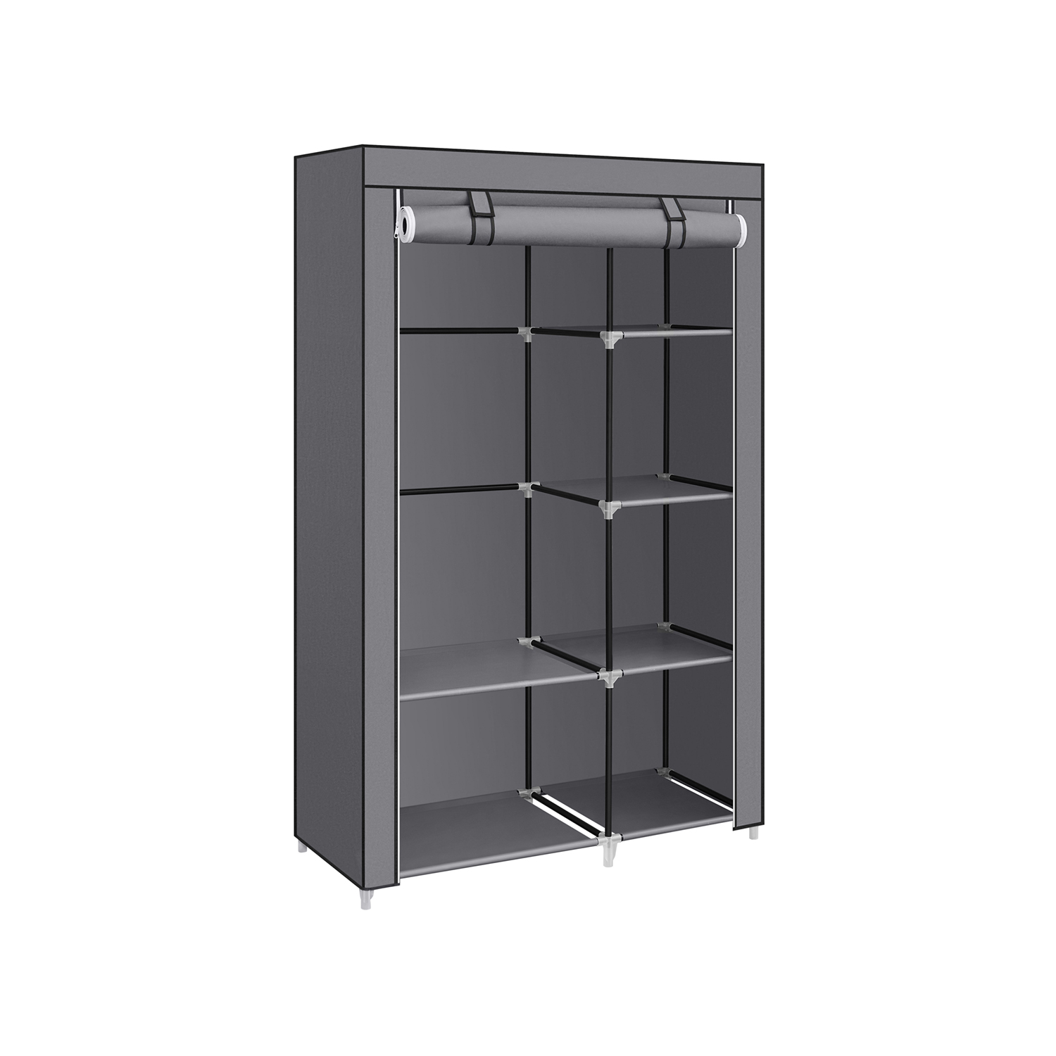 Grey Portable Wardrobe with Fabric Cover - Indigo Home