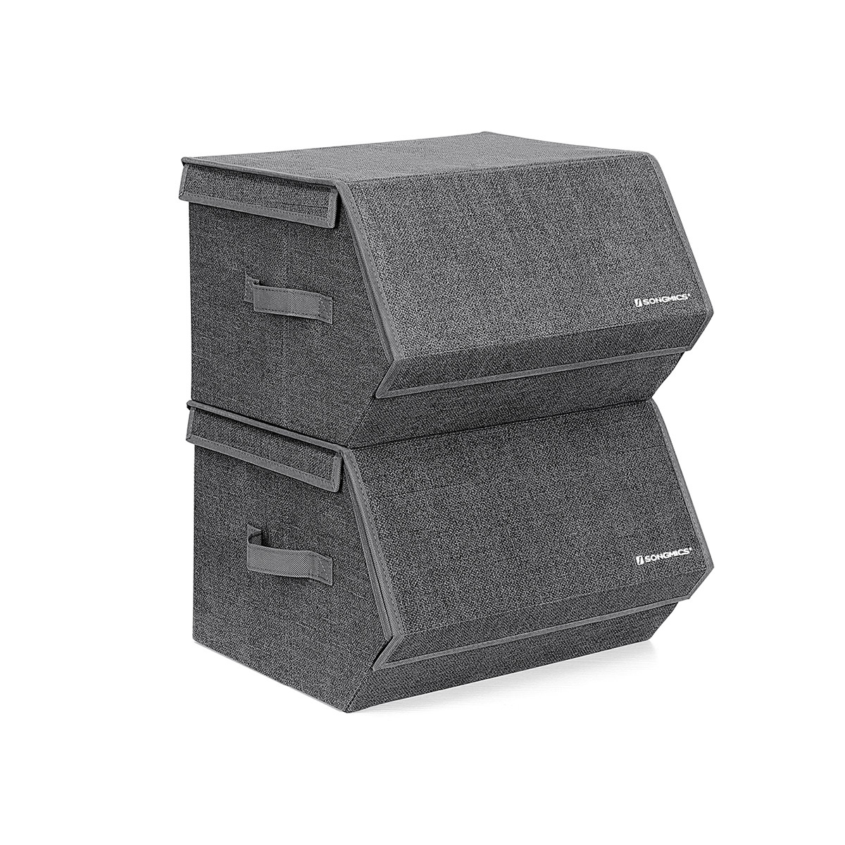 Set of 2 Grey Storage Boxes with Magnetic Hinged Lid - Indigo Home