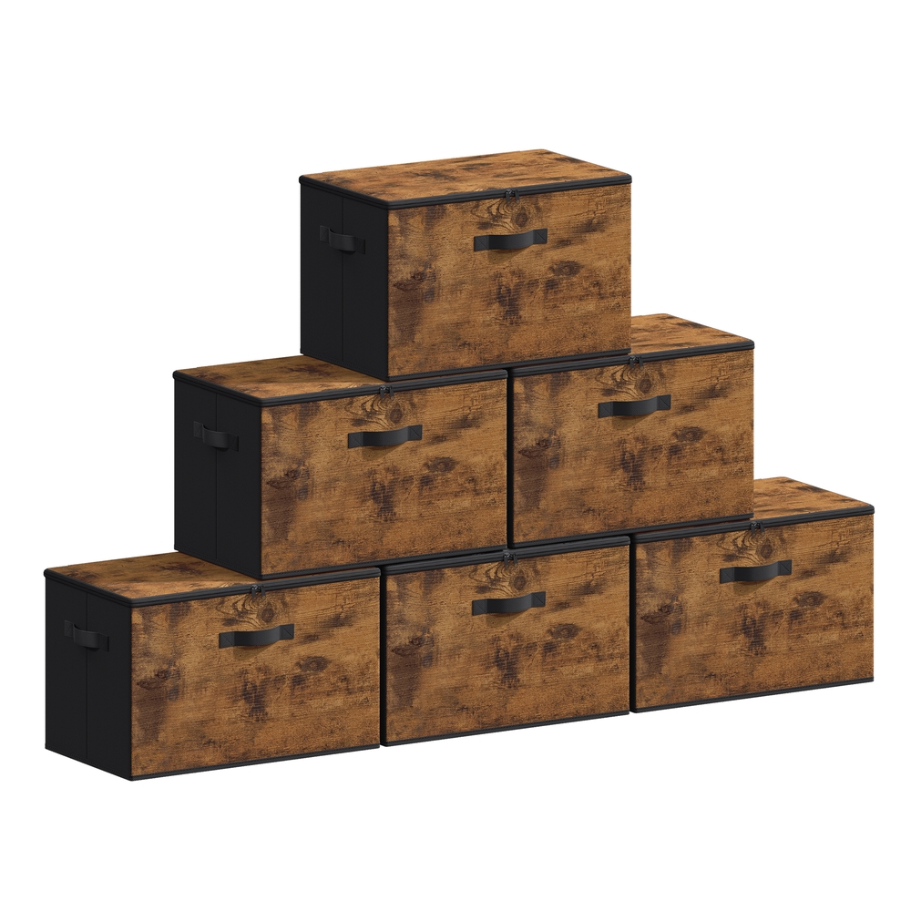TABADE Set of 6 Foldable Storage Boxes - Rustic Brown - Indigo Home
