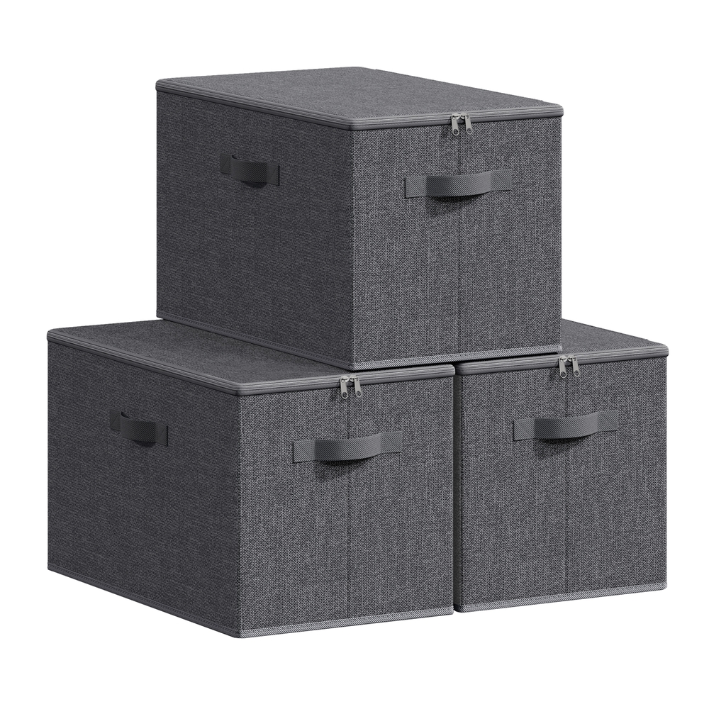 TABADE Set of 3 Foldable Storage Boxes - Slate Grey - Indigo Home