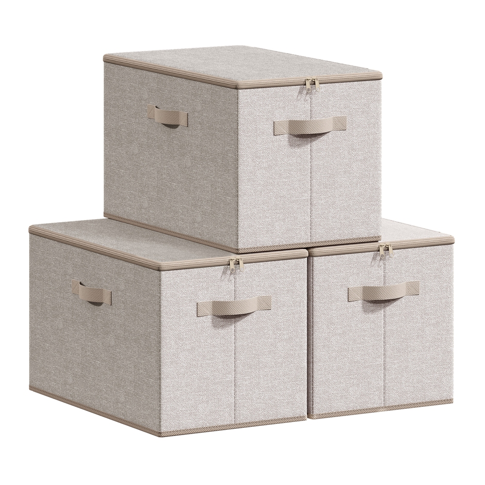 TABADE Set of 3 Foldable Storage Boxes - Sand Beige - Indigo Home