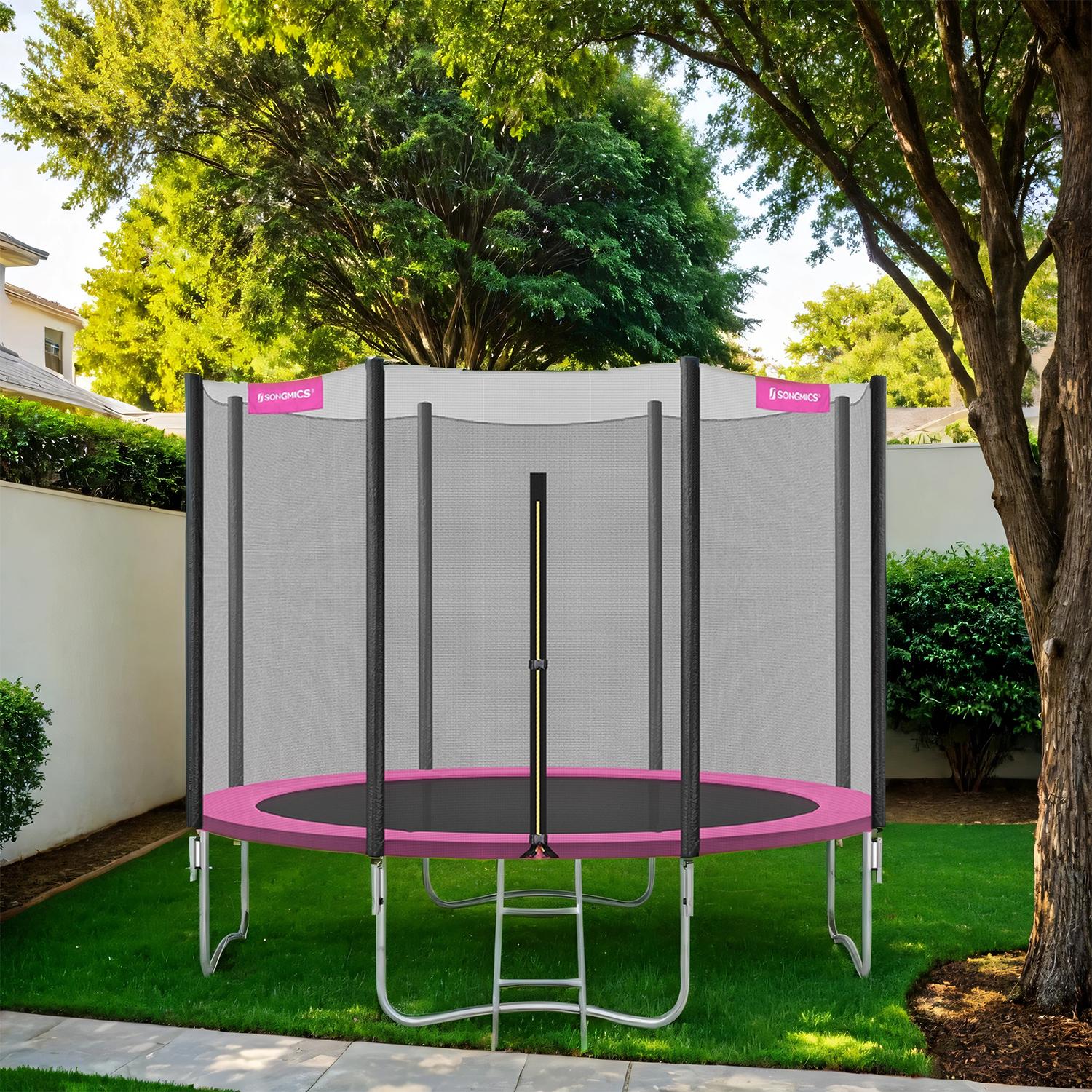 Kids Trampoline - LUSNOS 6 ft with Enclosure Net and Safety Pad - Pink - Indigo Home
