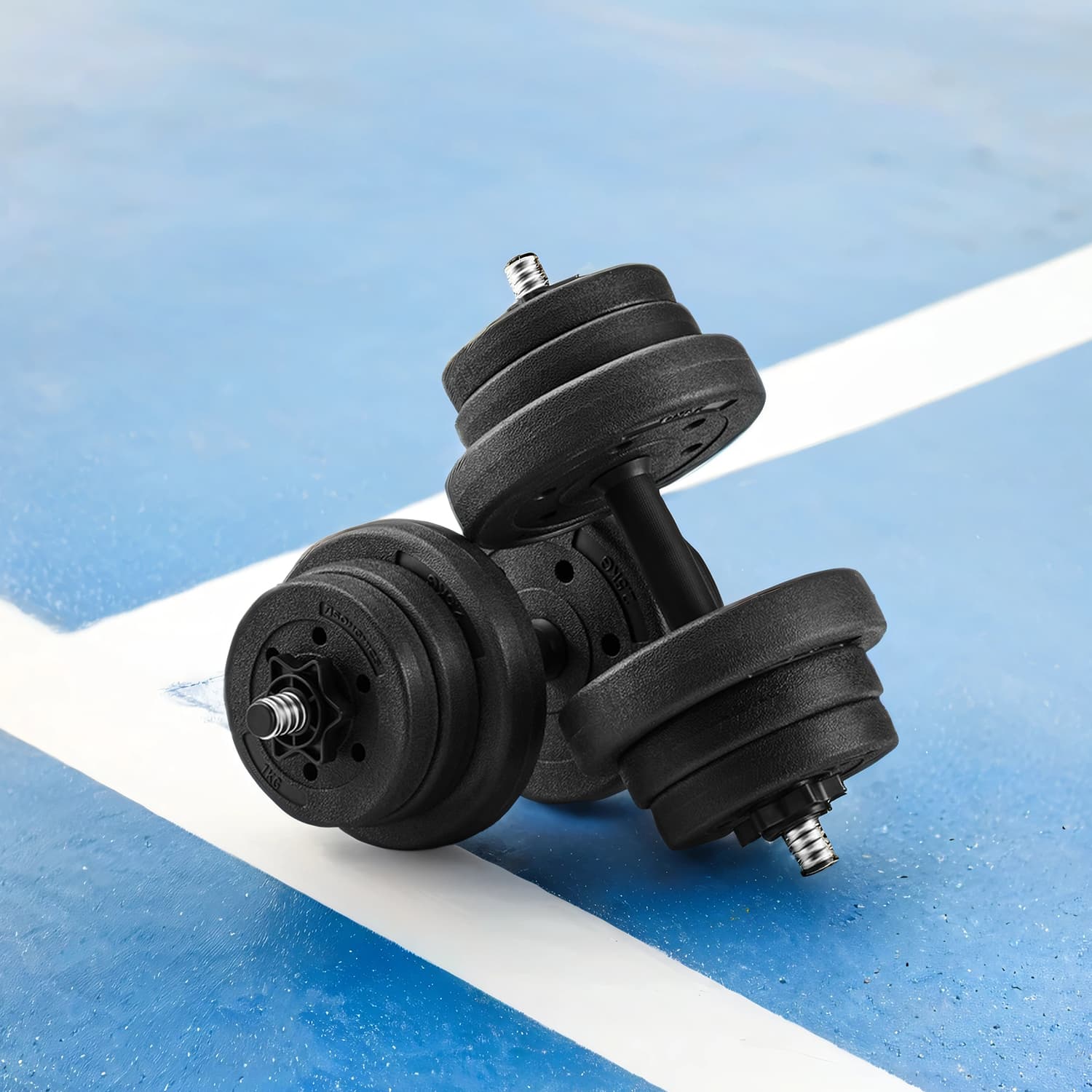 Dumbbell Set - LUSNOS Adjustable Weight Dumbbells with Extra Barbell Bar - Black - Indigo Home