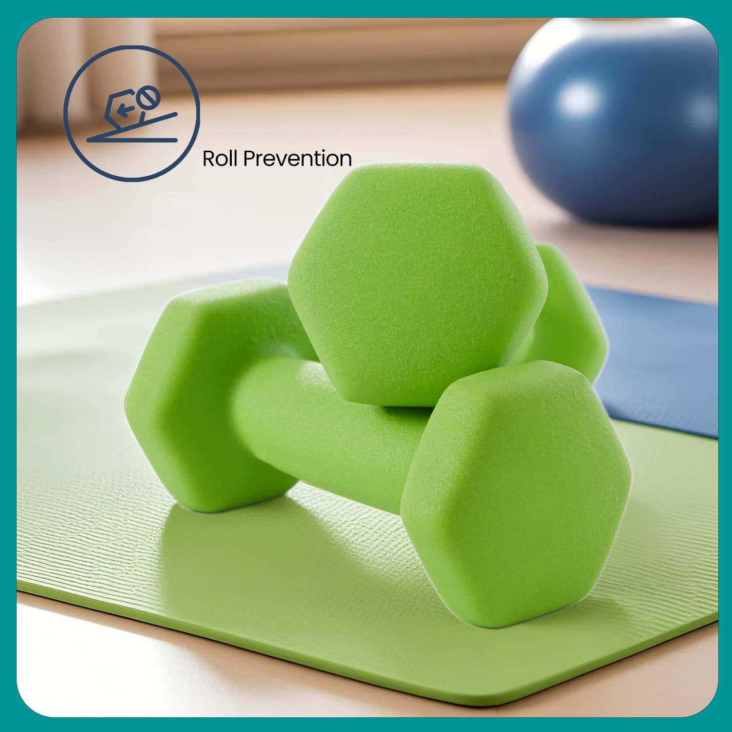 Dumbbell Set - LUSNOS Neoprene Hex Dumbbells with Stand - Green - Indigo Home