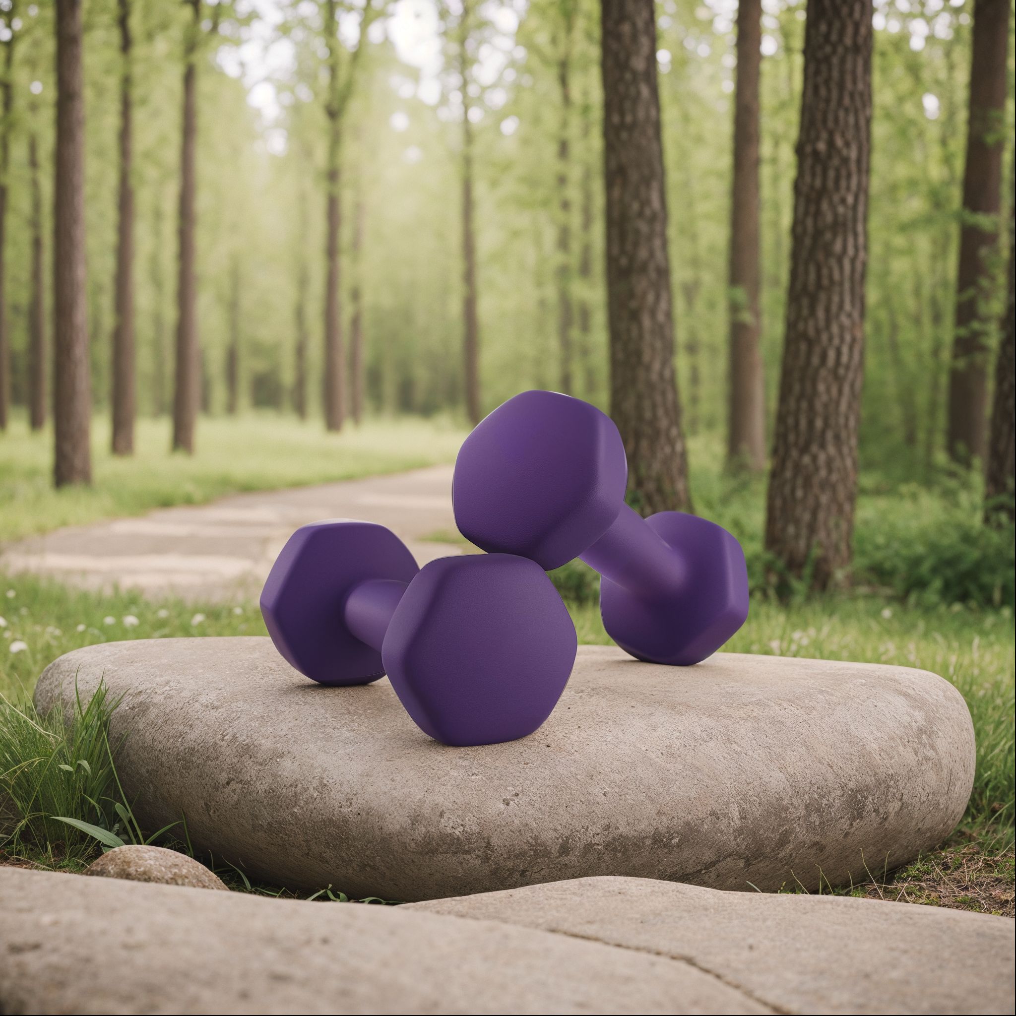 Dumbbells - LUSNOS Set of 2 Neoprene Hex Dumbbells 2 kg - Purple - Indigo Home