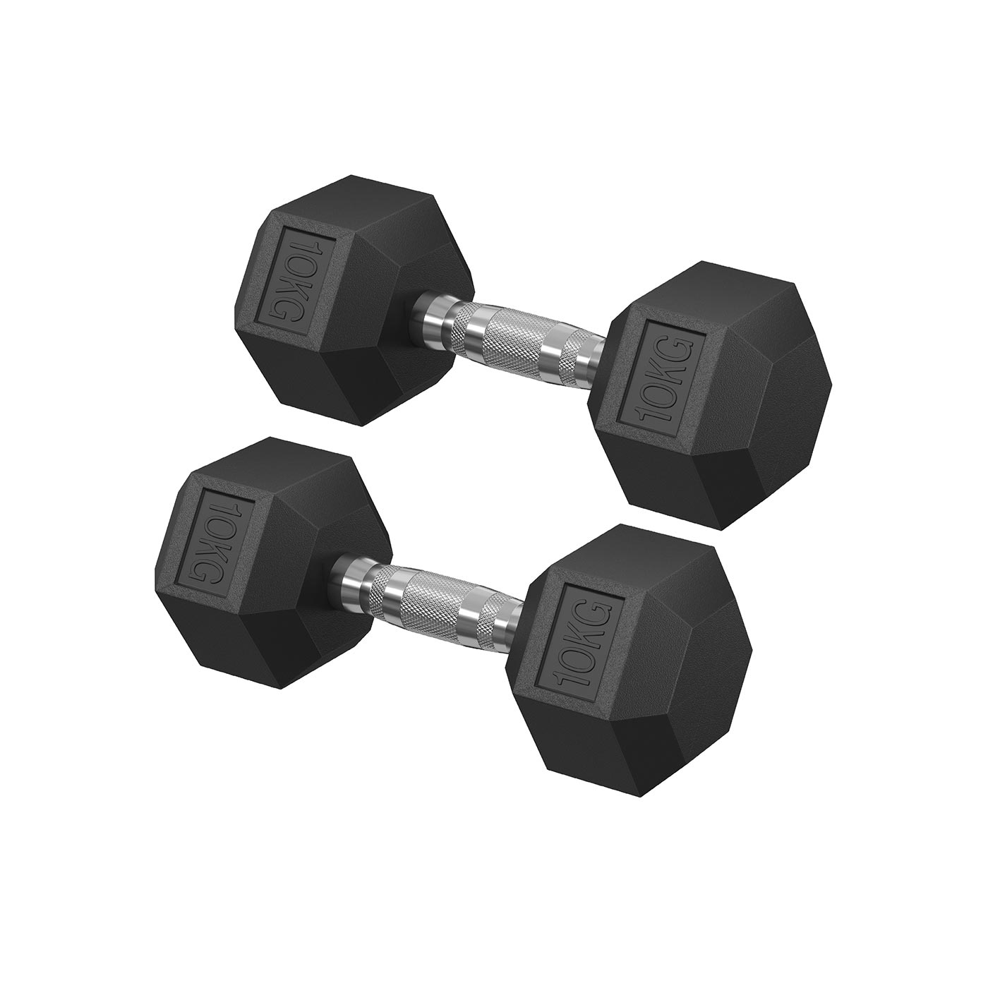 Dumbbell Set - FINVA Hexagonal Dumbbells Pair 2 x 10 kg - Black - Indigo Home