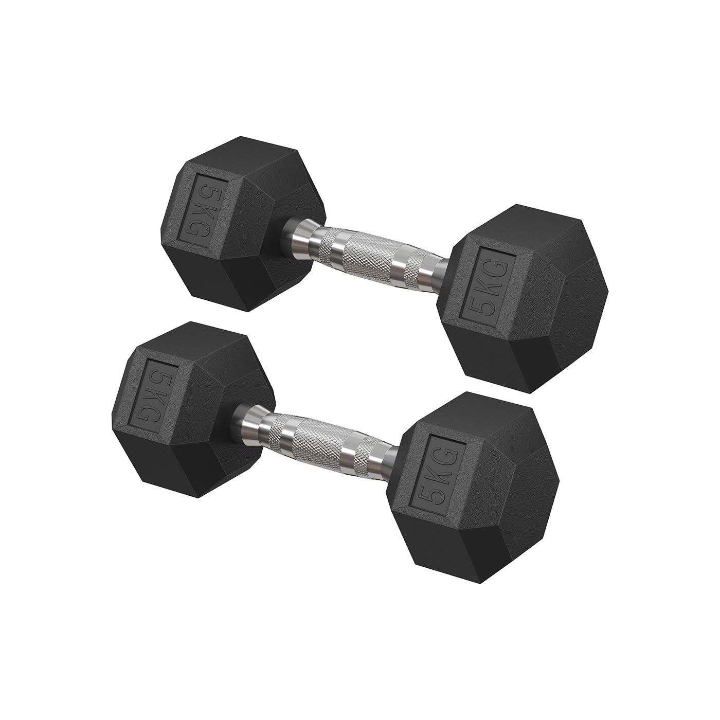 Dumbbell Set - FINVA Hexagonal Dumbbells Pair 2 x 5 kg - Black - Indigo Home
