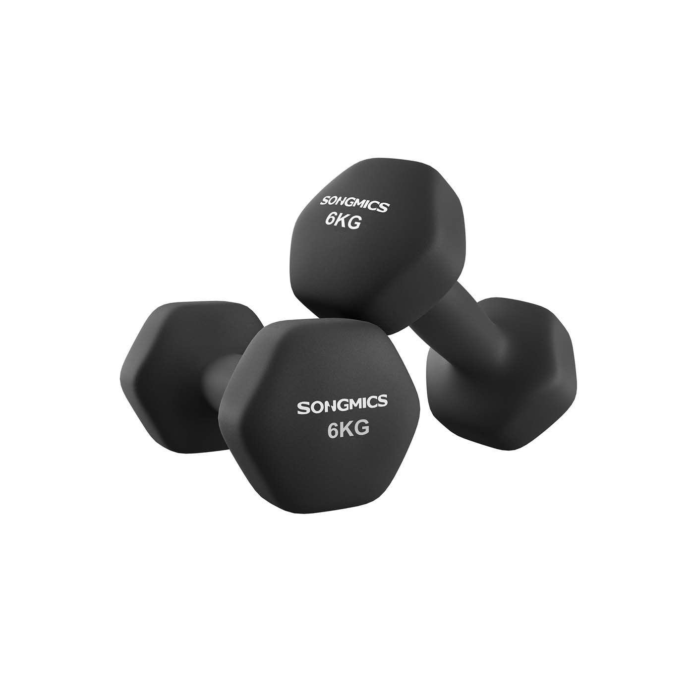THORNWICKE Dumbbell Set with Neoprene Coating 6kg - Black - Indigo Home