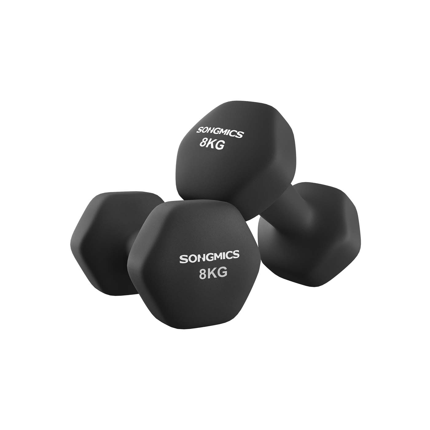 THORNWICKE Dumbbell Set with Neoprene Coating 8kg - Black - Indigo Home