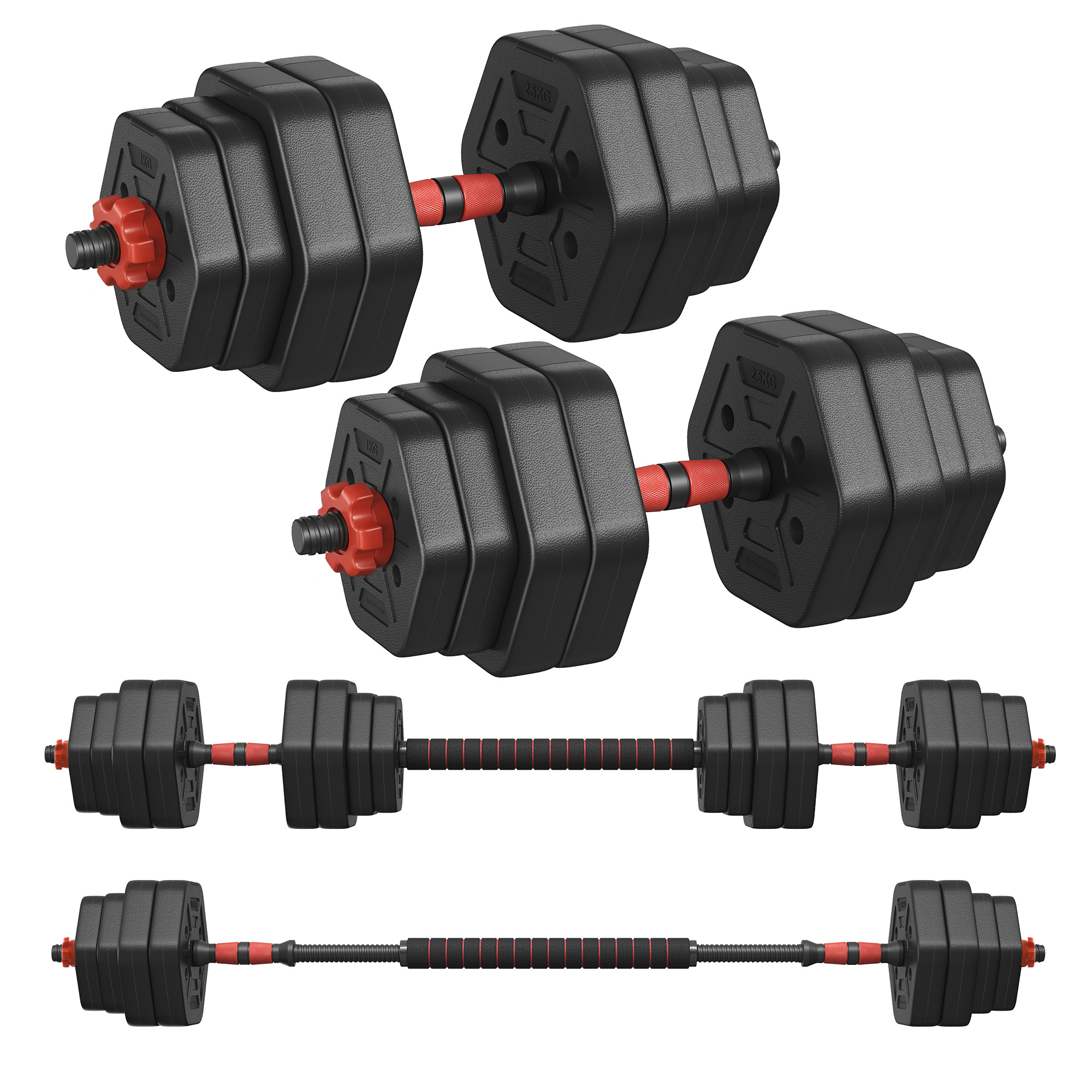 TEPOPA 30 kg Dumbbell Set with Connecting Bar - Ink Black - Indigo Home