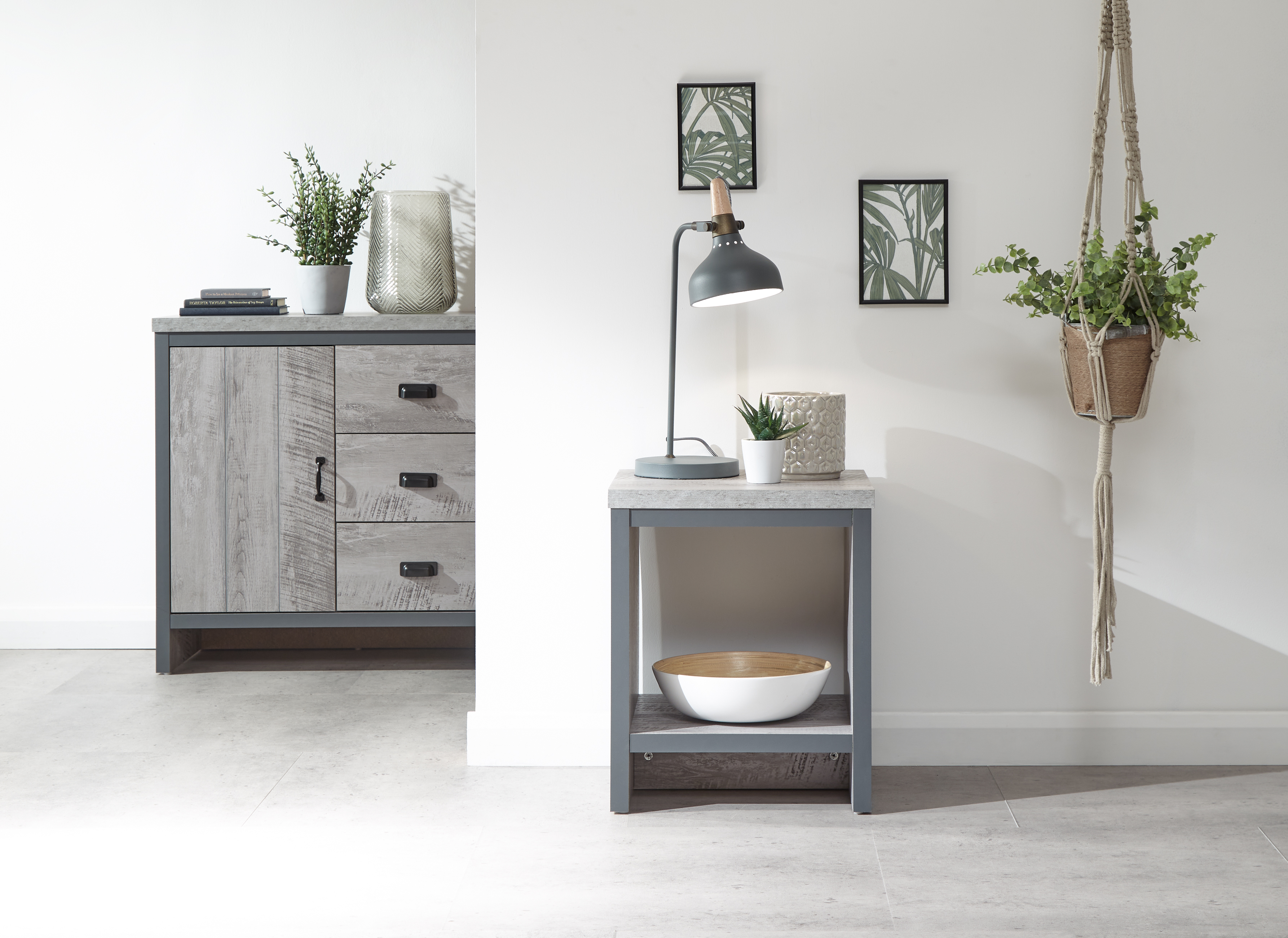 Boston Simple Lamp Table Grey - Campbell Craft