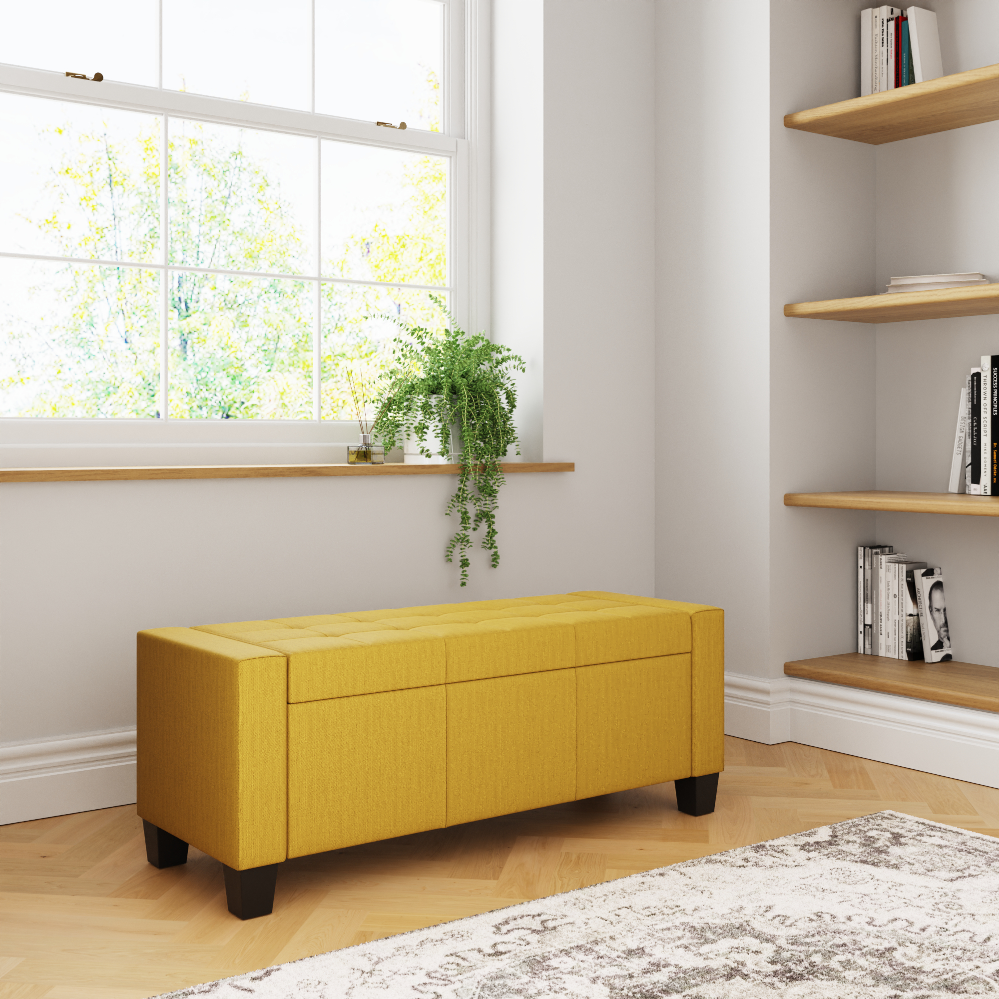 Verona Ottoman Bench Mustard Fabric - Campbell Craft